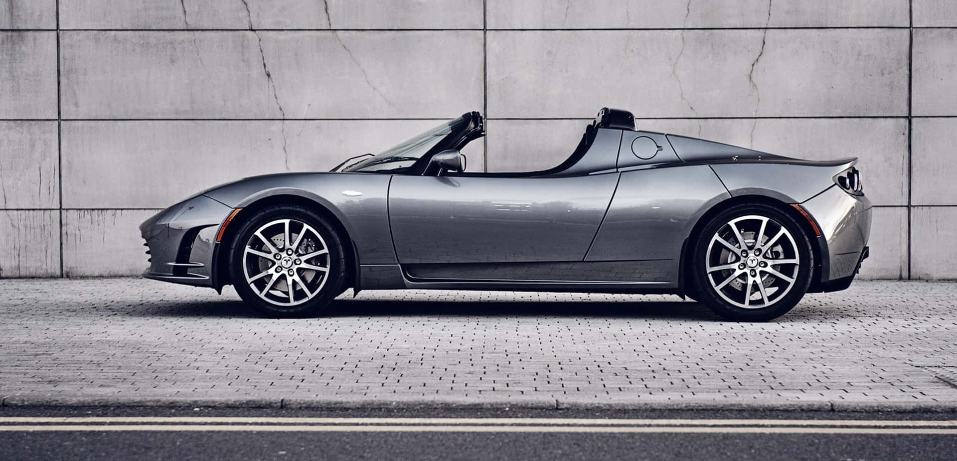 Tesla Roadster, silver, convertible, Full HD Desktop Wallpaper