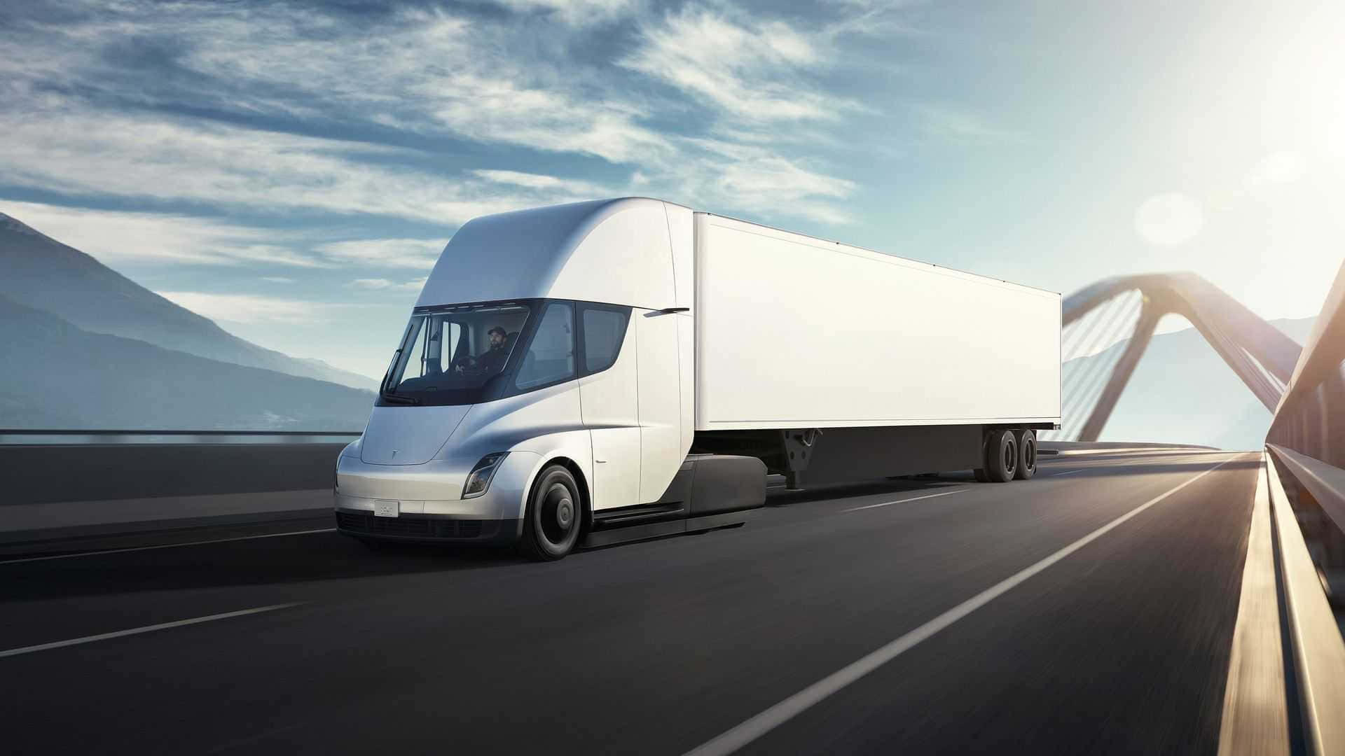 Tesla Semi, white, futuristic, Full HD Desktop Wallpaper