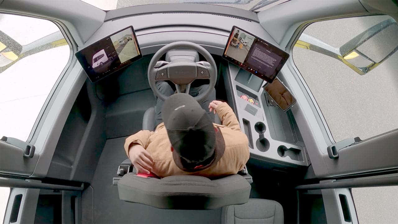 Tesla Semi, driver's seat, modern truck cab, HD Desktop Wallpaper