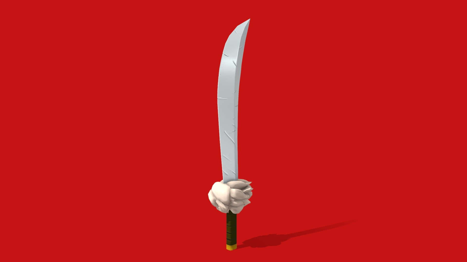 Tessaiga, white cartoon hand, curved silver sword, Full HD Desktop Wallpaper