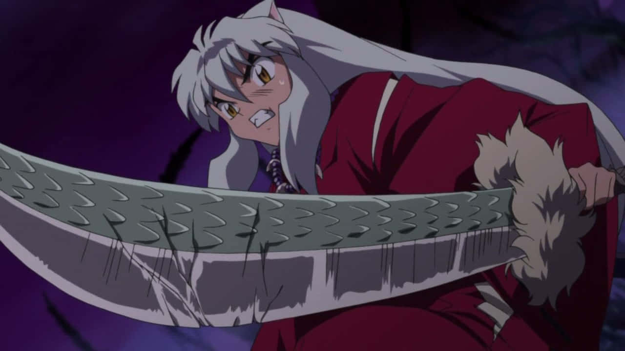 Tessaiga, silver hair, red robe, HD Desktop Wallpaper