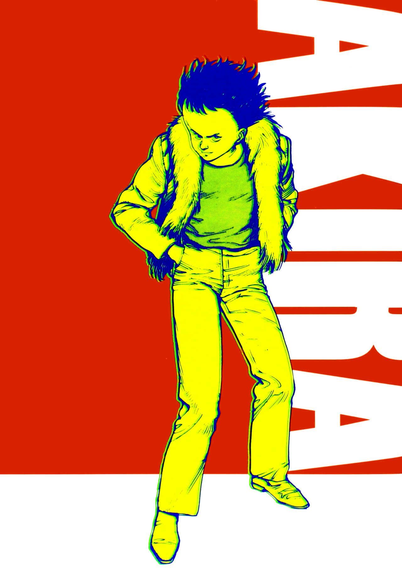 Tetsuo Shima, yellow figure, spiky blue hair, HD Phone Wallpaper