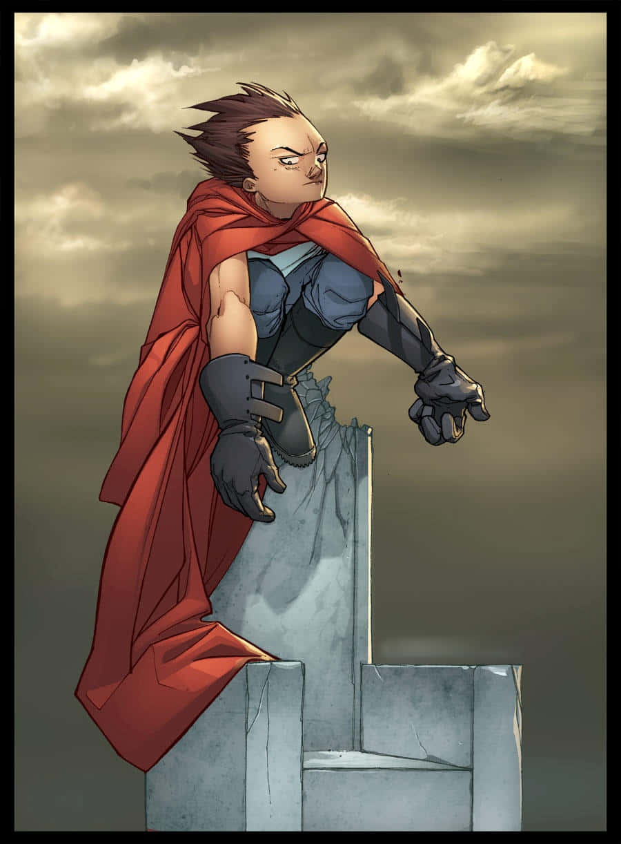 Tetsuo Shima, red cape, armor, SD Phone Wallpaper