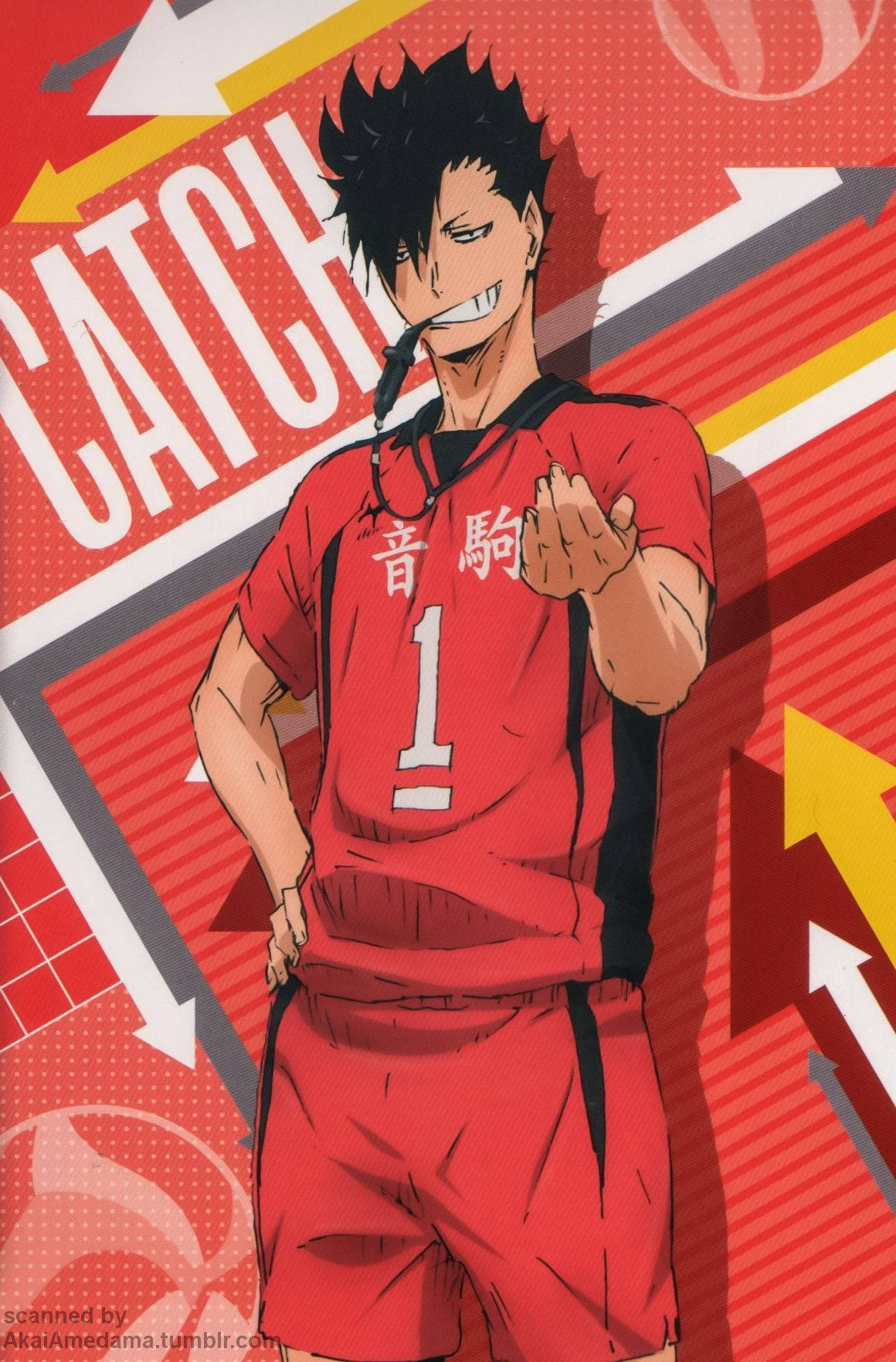 Tetsuro Kuroo, volleyball captain, red jersey, HD Phone Wallpaper