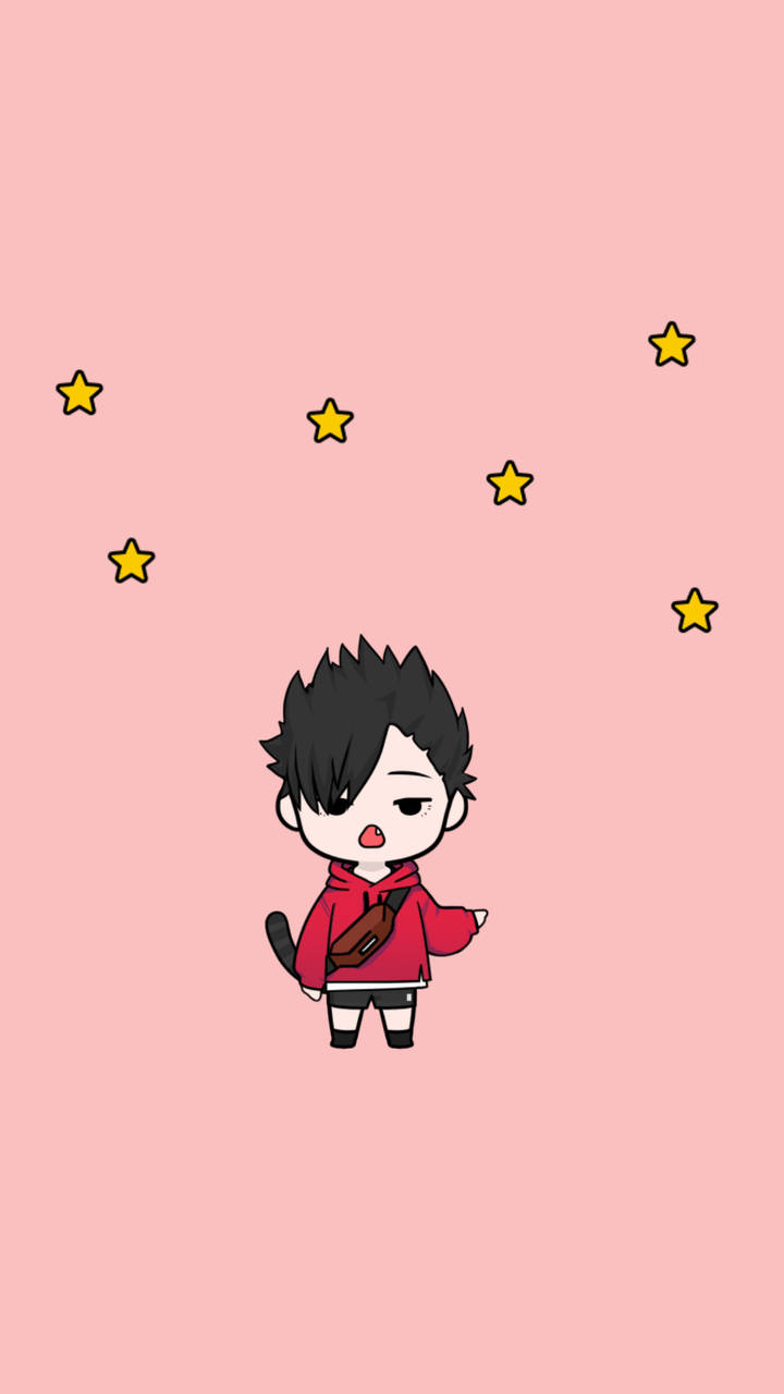 Tetsuro Kuroo, chibi anime boy, red hoodie, HD Phone Wallpaper