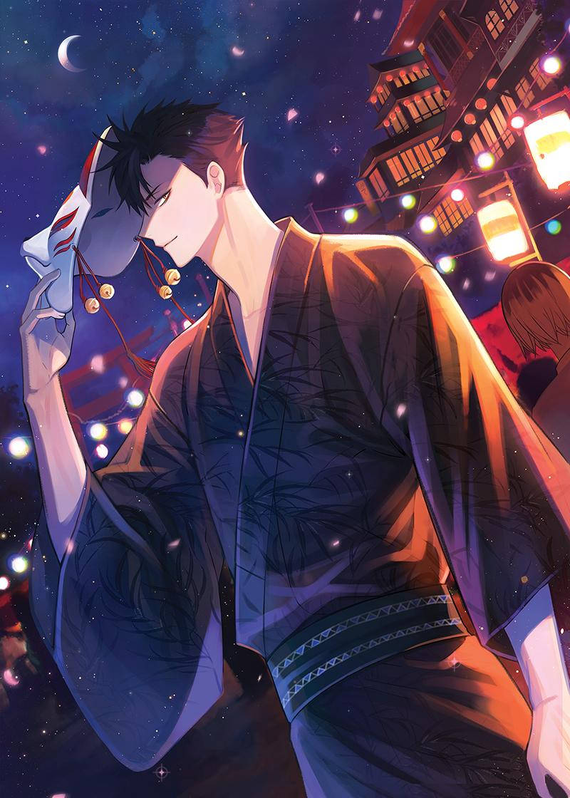 Tetsuro Kuroo, lantern festival, starry night sky, SD Phone Wallpaper