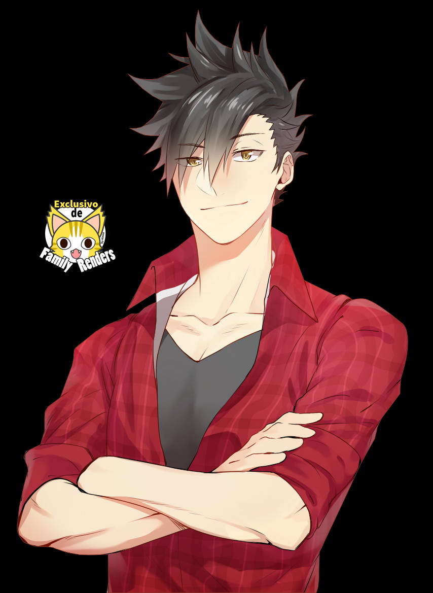Tetsuro Kuroo, red plaid shirt, spiky gray hair, SD Phone Wallpaper