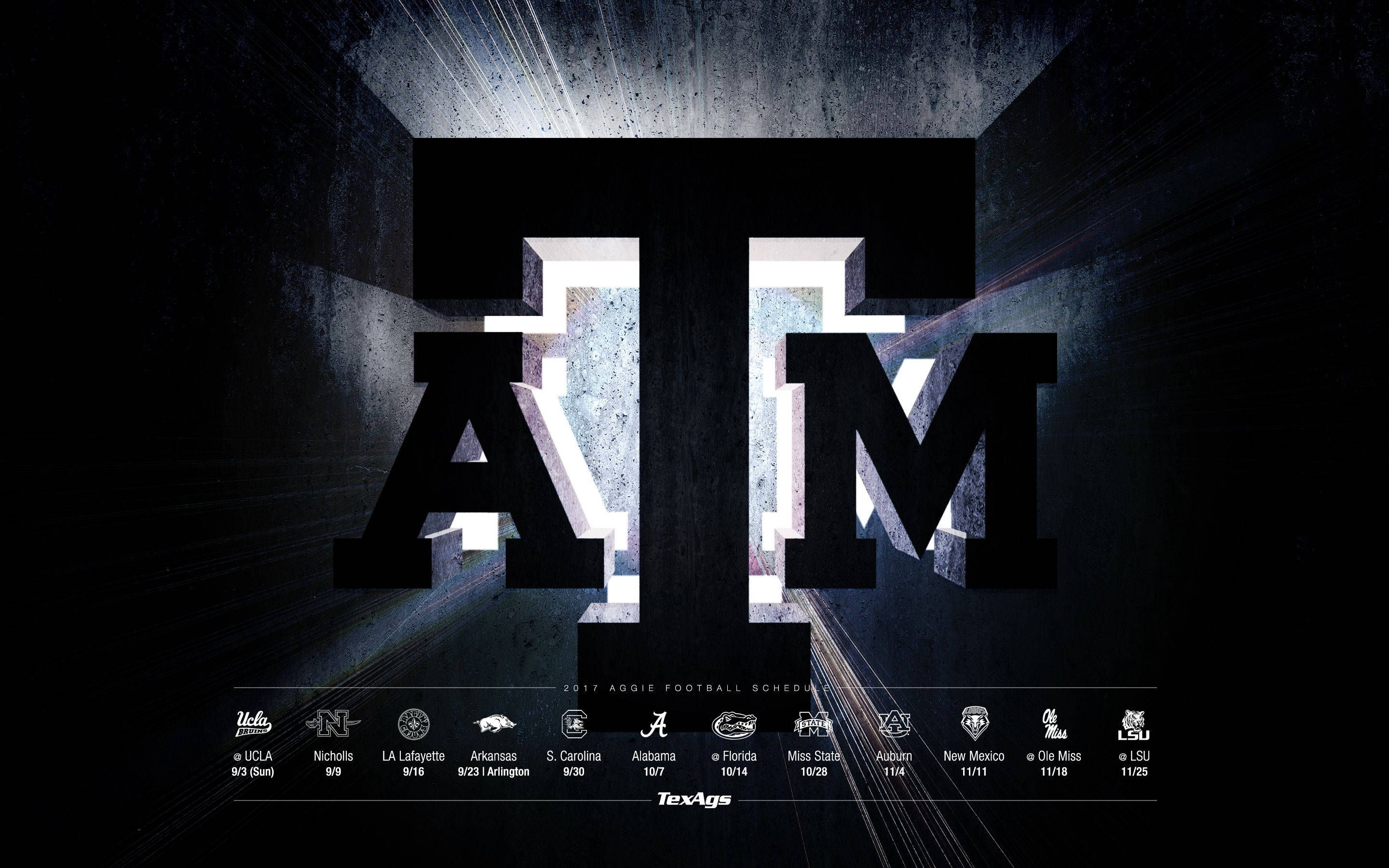 Texas A&M University, ATM letters, black, 2K Desktop Wallpaper