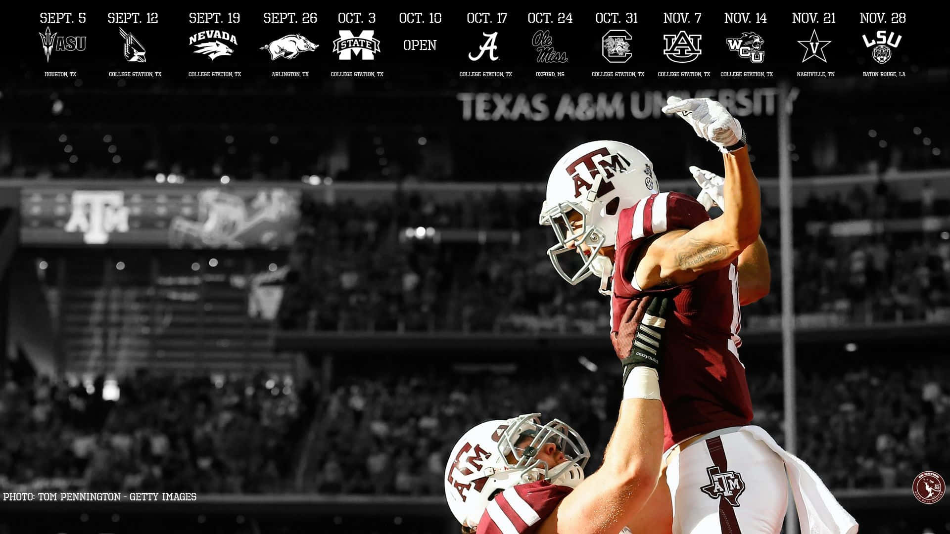 Texas A&M, football players, touchdown, Full HD Desktop Wallpaper