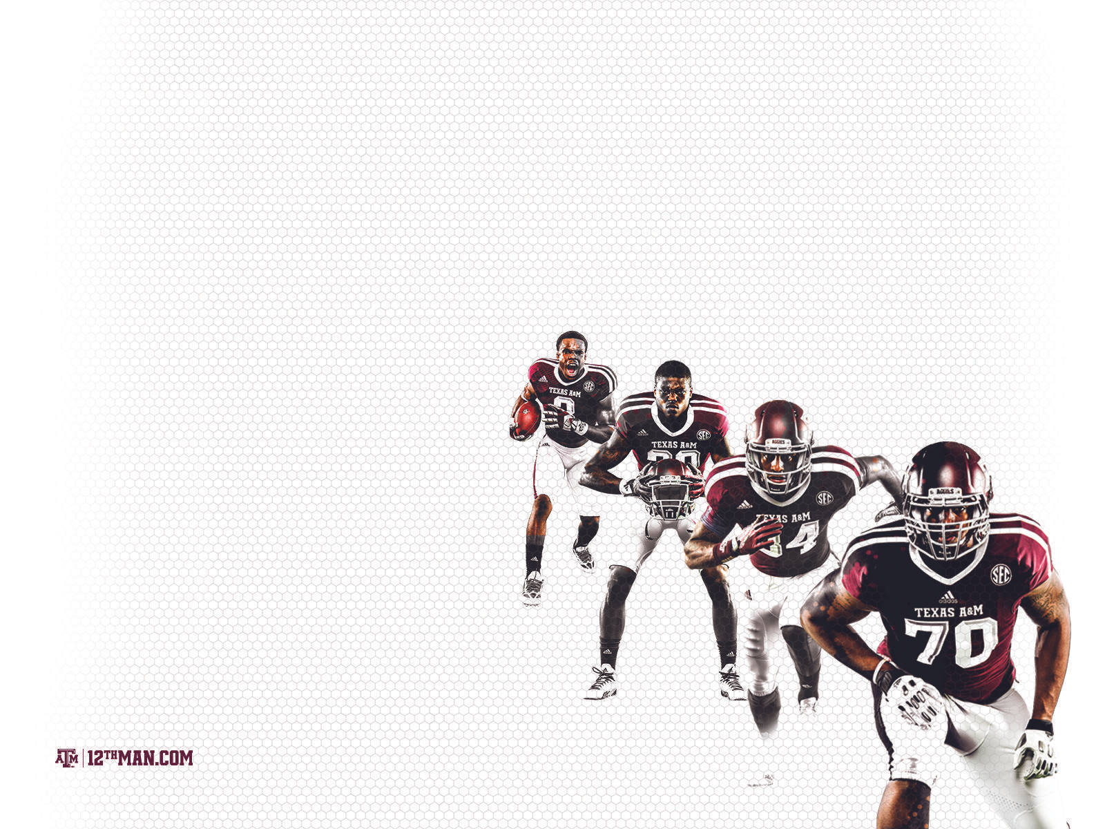 Texas A&M University, football players, maroon and white uniforms, HD Desktop Wallpaper