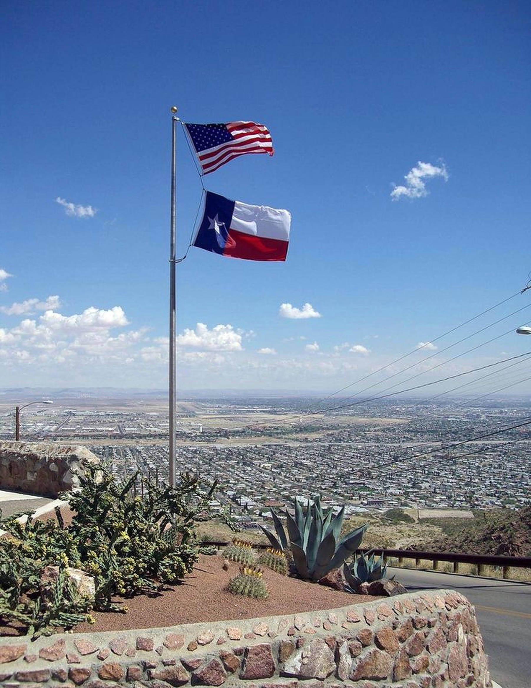 Texas flag, highway, desert city, Full HD Phone Wallpaper