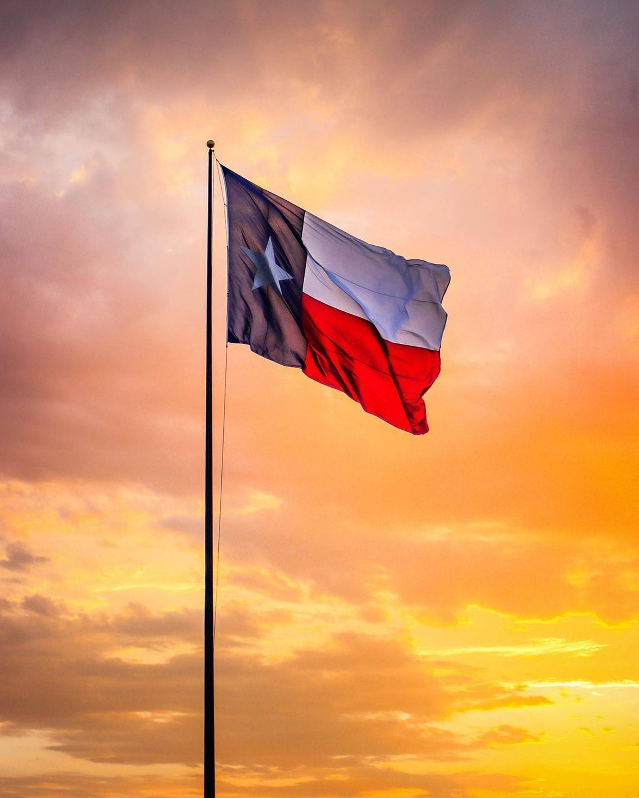 Texas flag, sunset, orange, 2K Phone Wallpaper