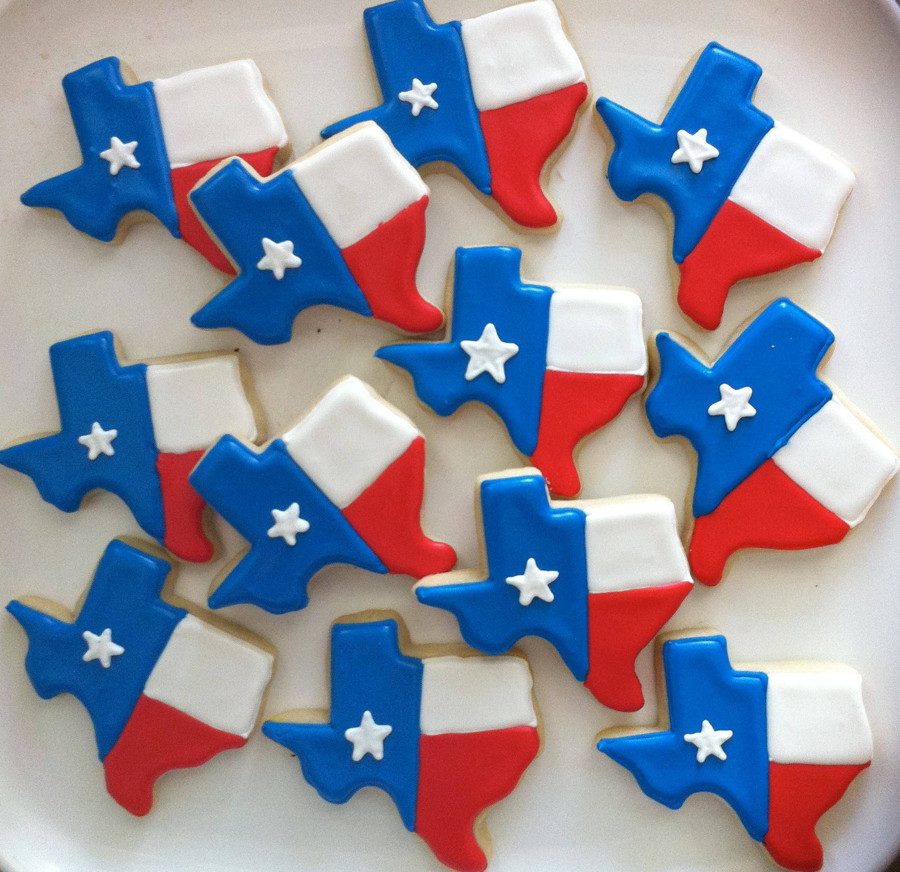 Texas flag, Texas-shaped cookies, blue white and red icing, HD Desktop Wallpaper