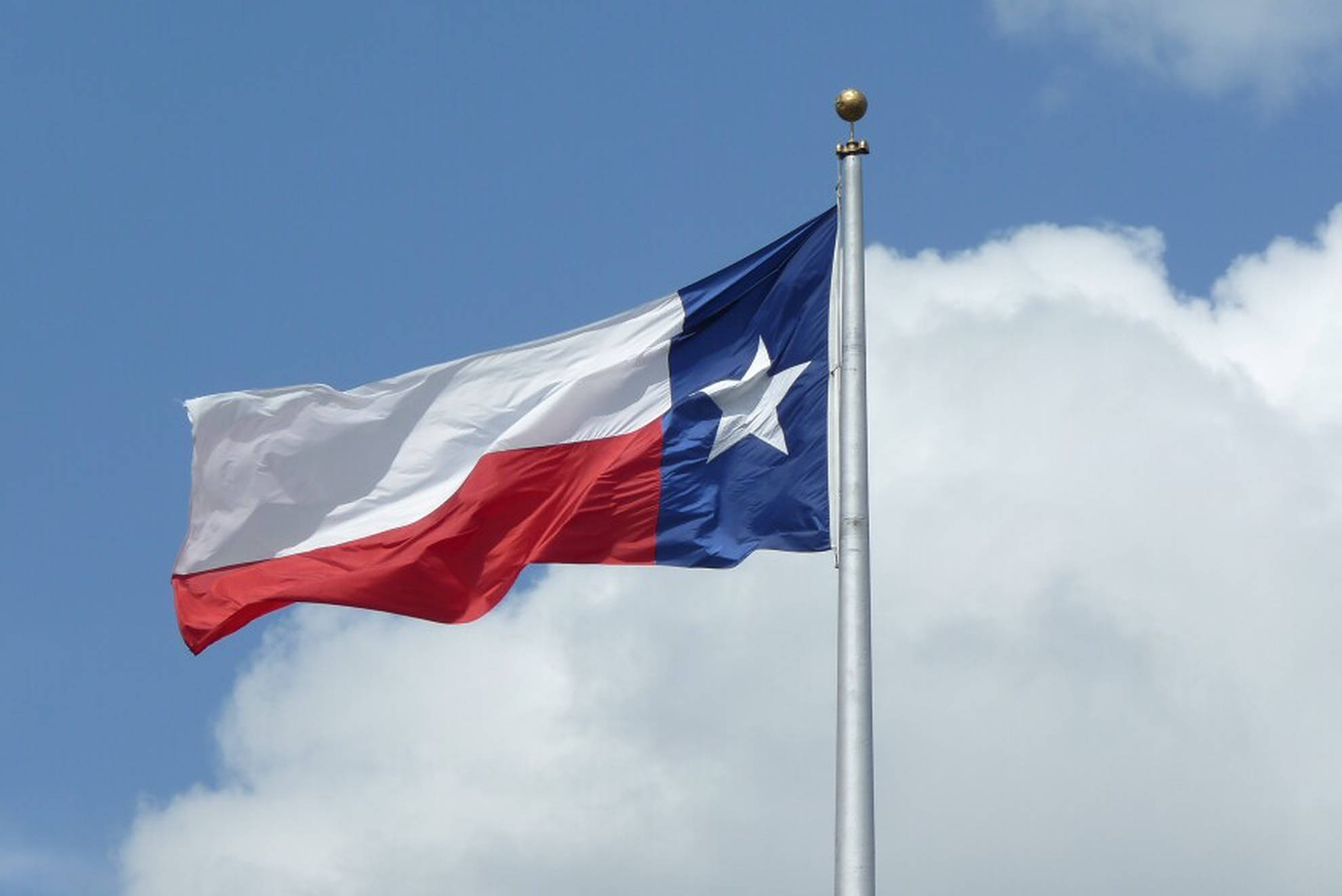 Texas flag, lone star, bright blue sky, Full HD Desktop Wallpaper