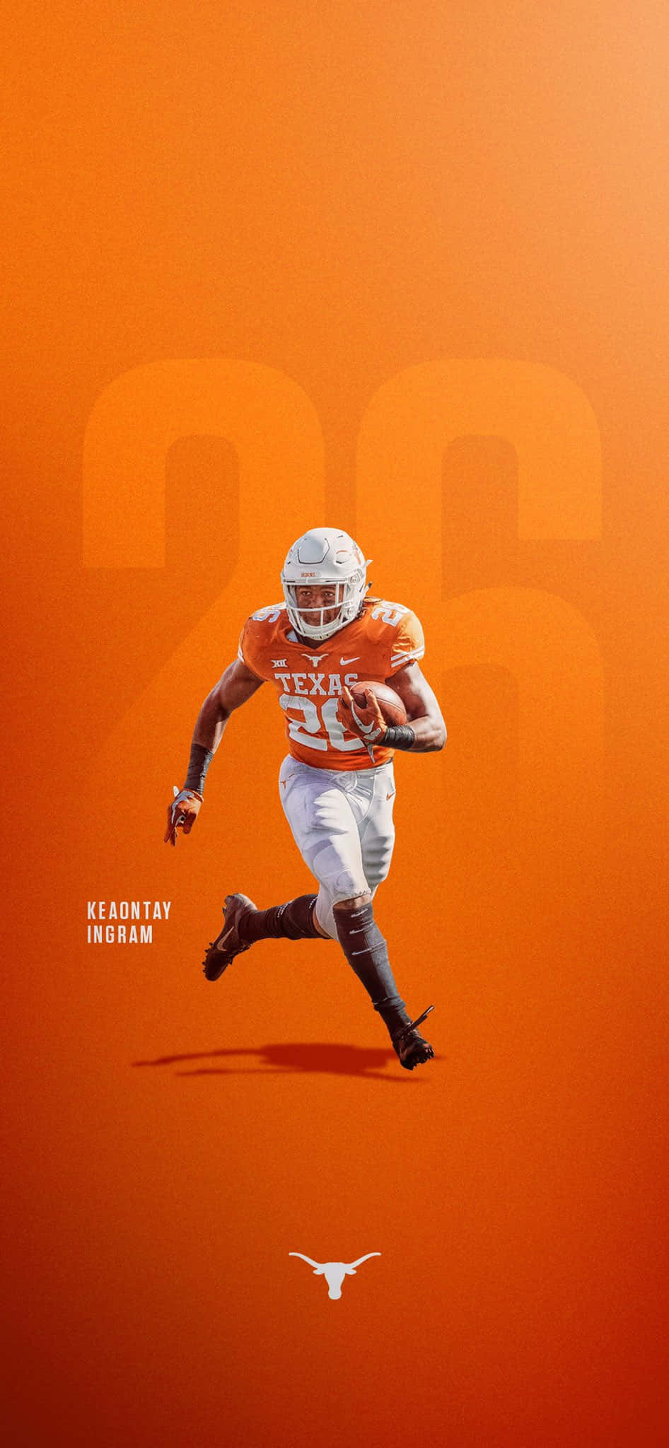 Texas football, orange jersey, solid orange gradient background, Full HD Phone Wallpaper