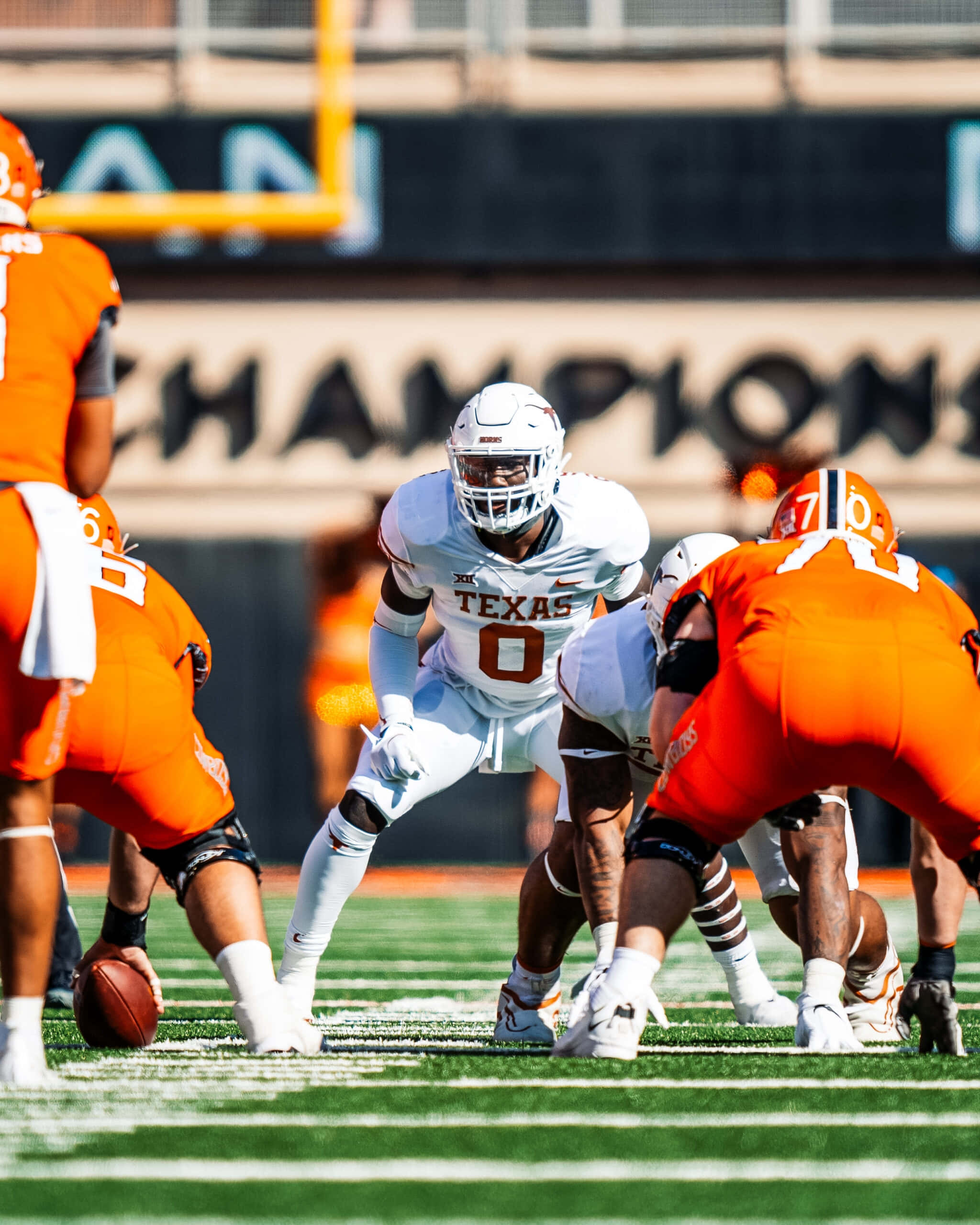 Texas Football, white uniform, number zero, 2K Phone Wallpaper