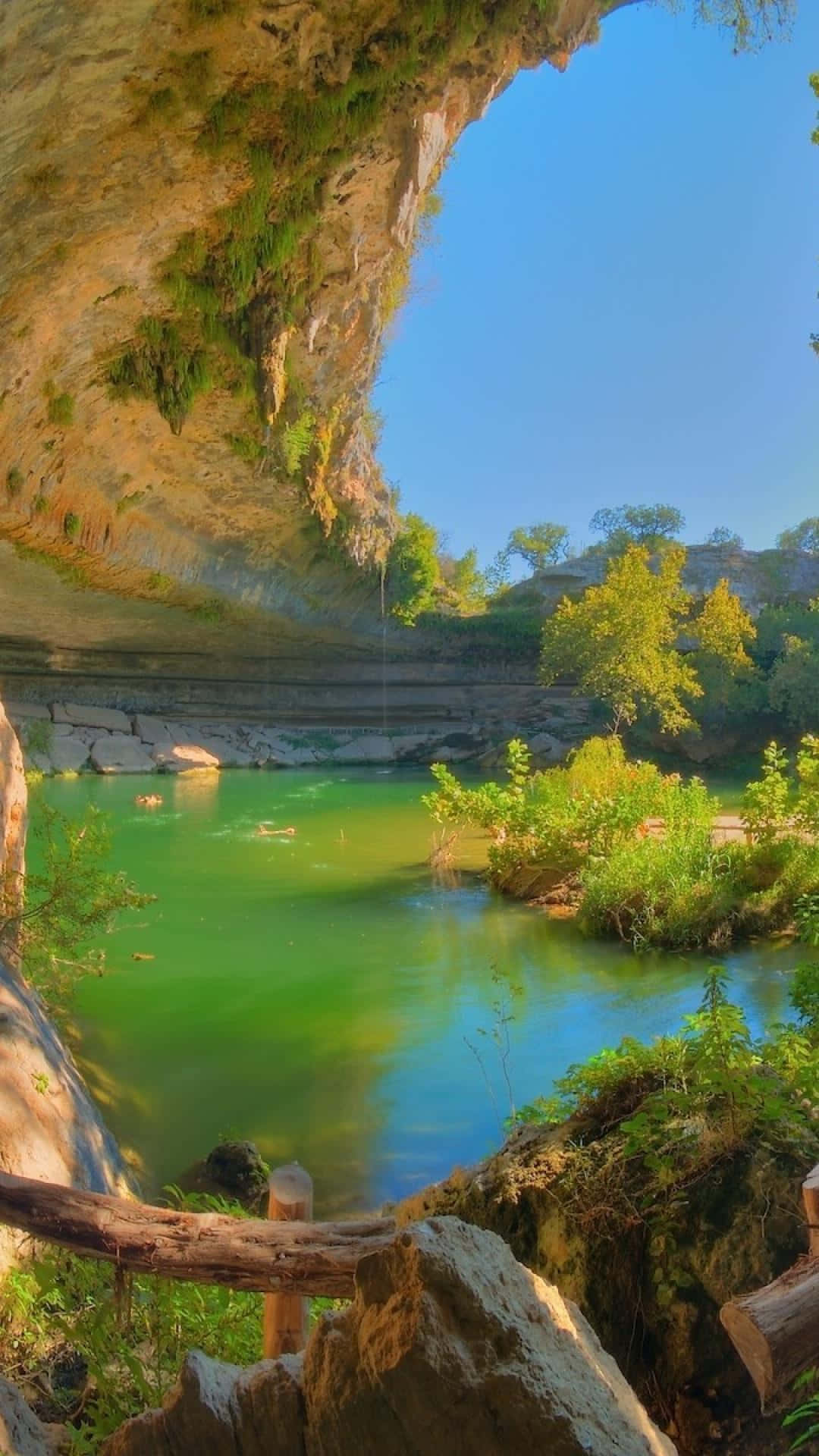 Texas iPhone, green river, natural stone arch, Full HD Phone Wallpaper