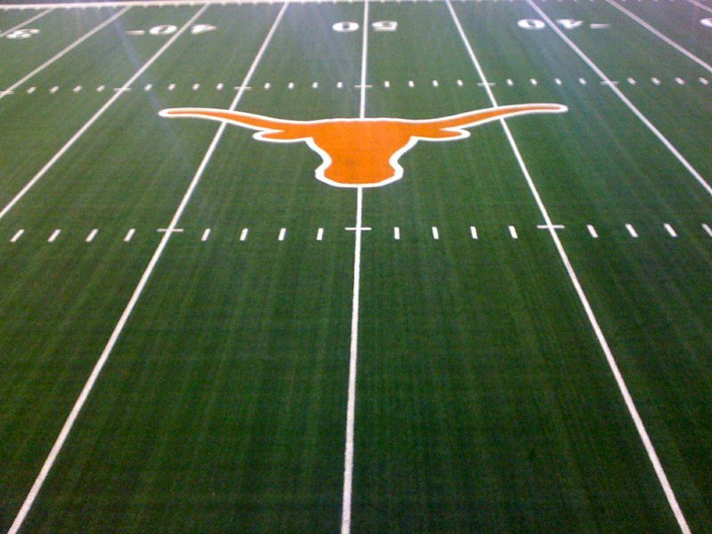 Texas Longhorns, orange longhorn logo, football field, SD Desktop Wallpaper