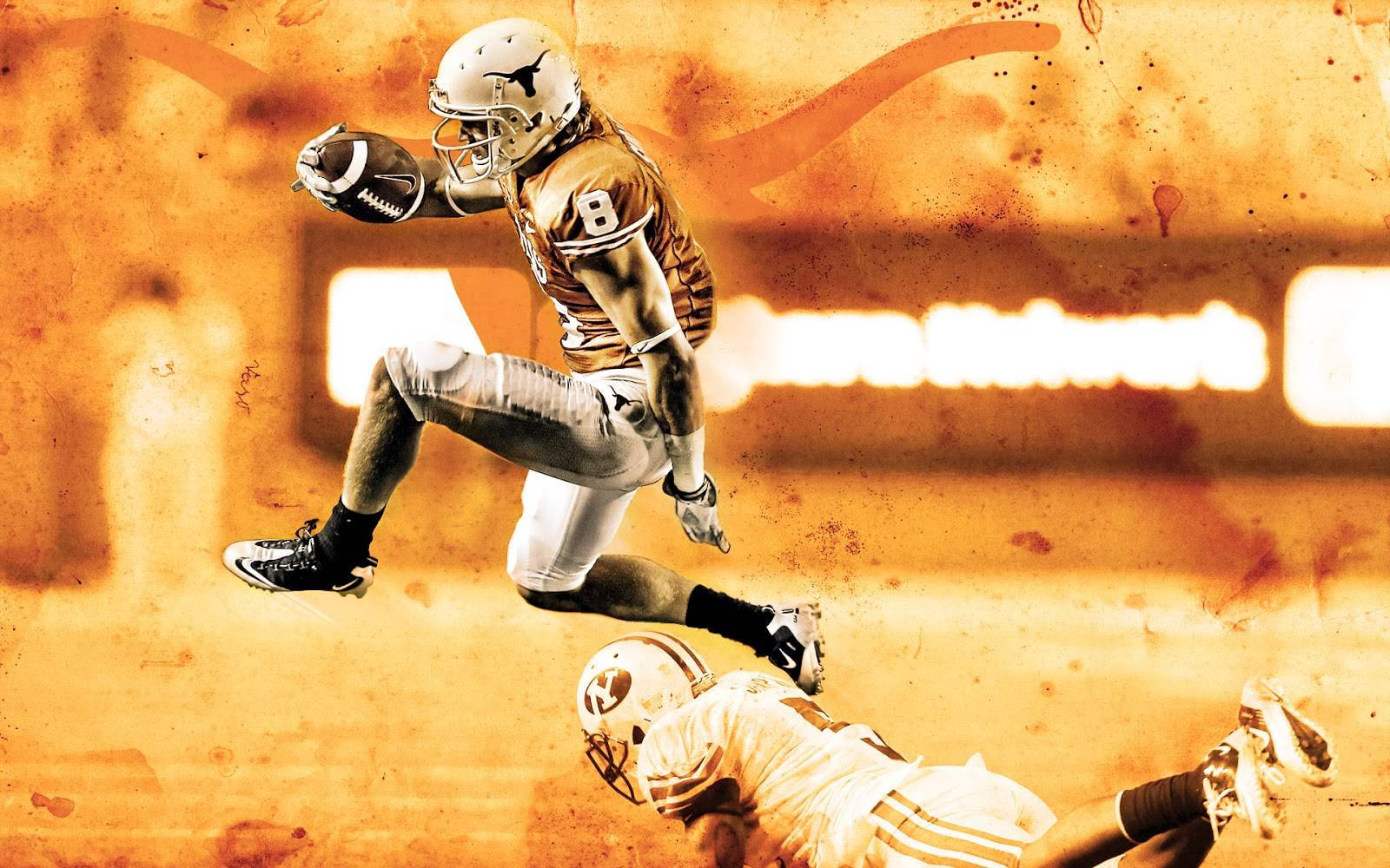 Texas Longhorns, orange and white, stadium scene, HD Desktop Wallpaper