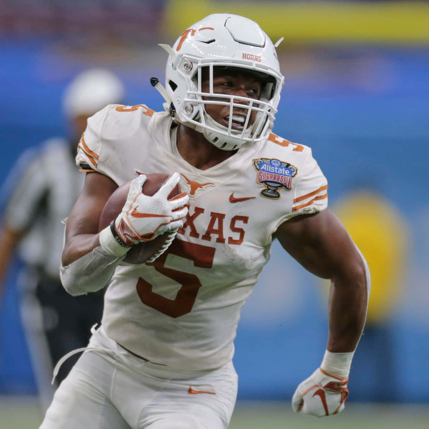 Texas Longhorns, white and orange gear, stadium lights, HD Desktop Wallpaper
