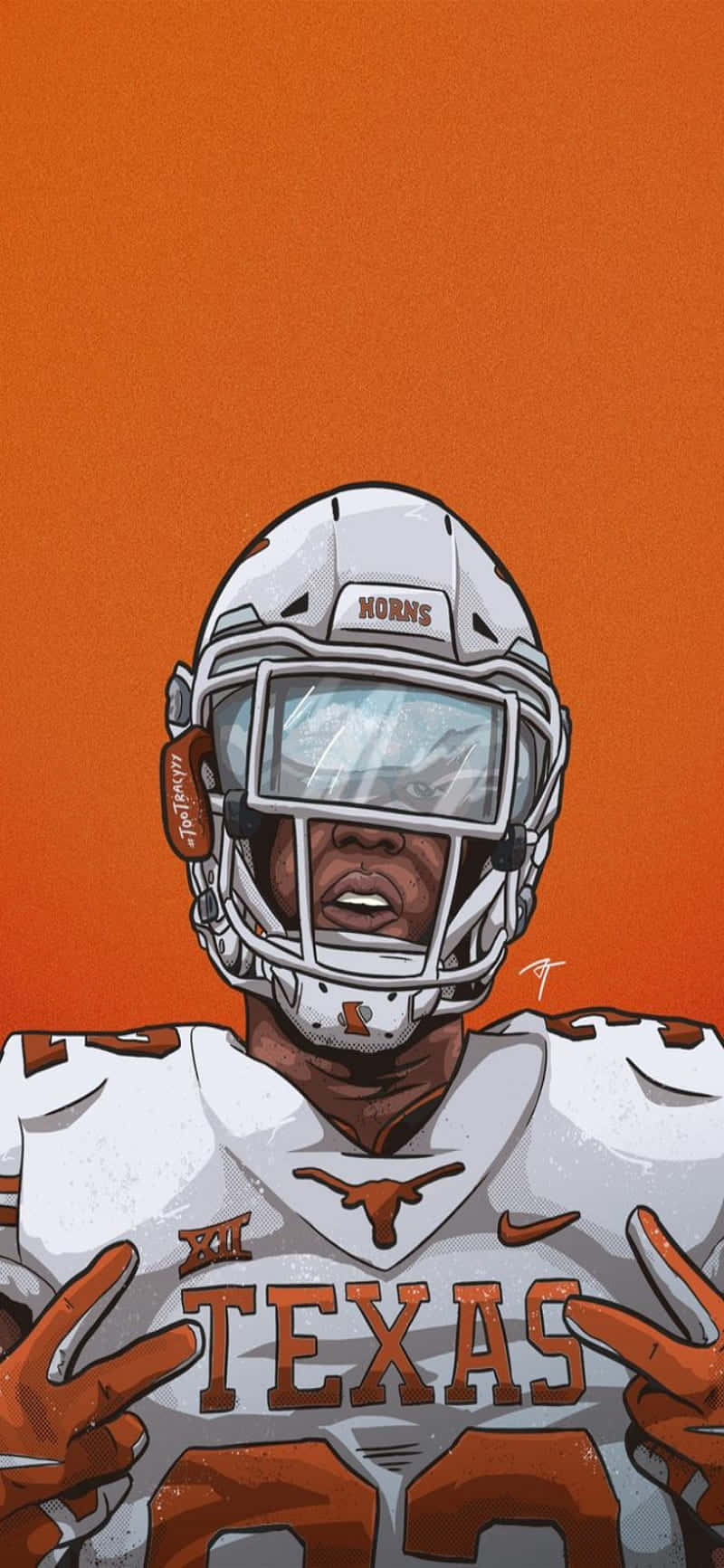 Texas Longhorns, white and burnt orange gear, peace sign, HD Phone Wallpaper