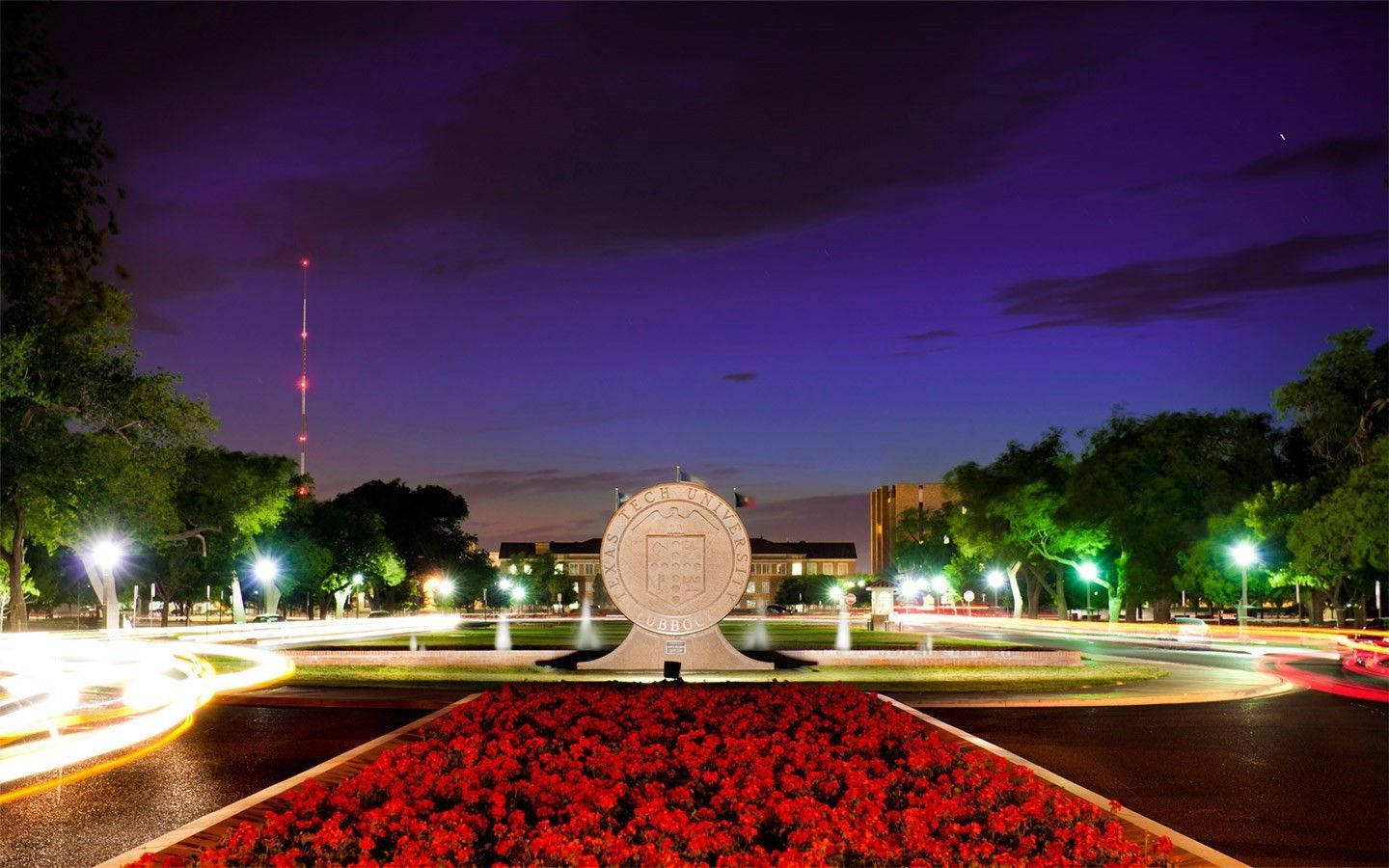 Texas, country side fountain, twilight, HD Desktop Wallpaper