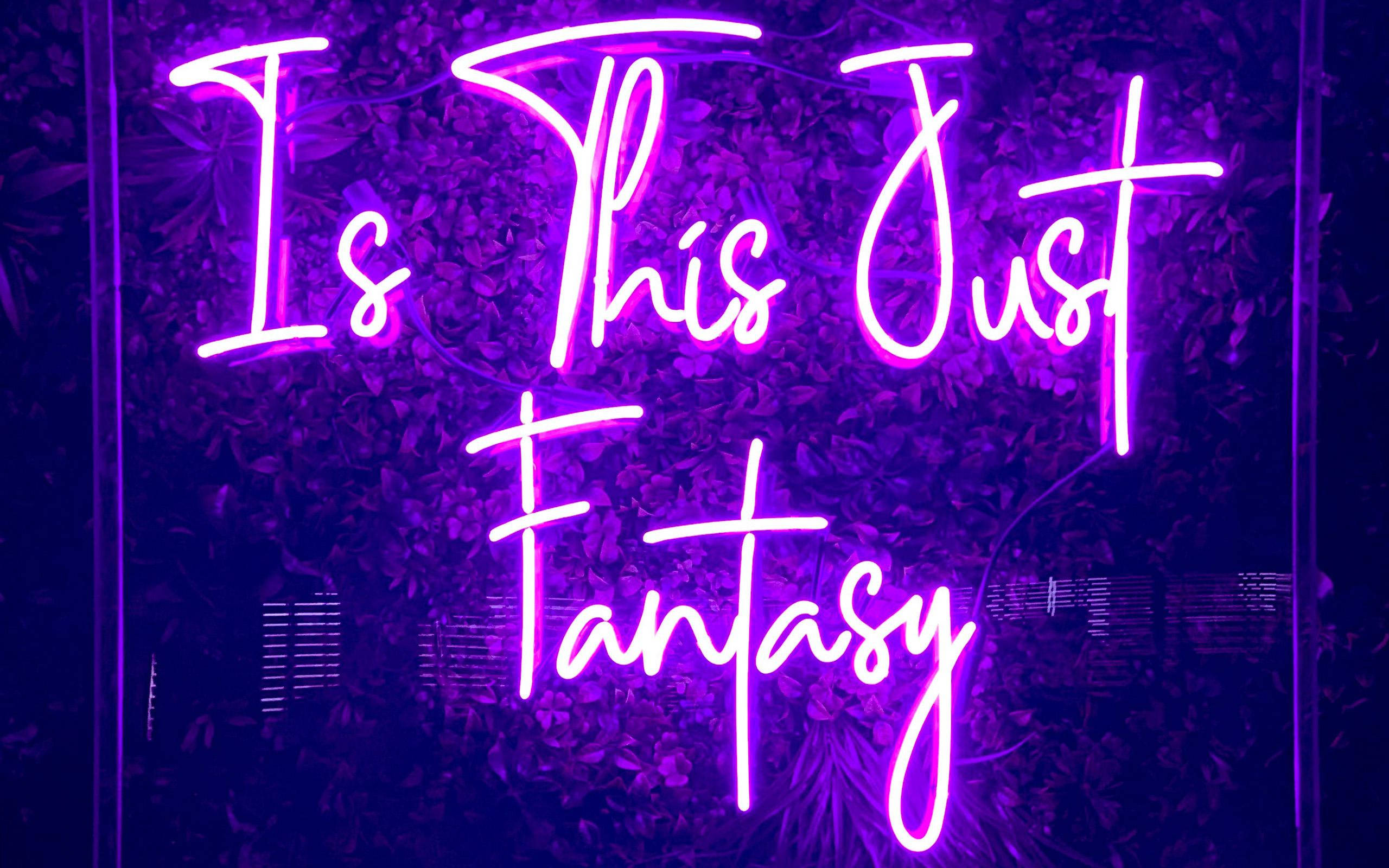Neon Wondering Text, glowing purple neon sign, Is This Just Fantasy, 2K Desktop Wallpaper