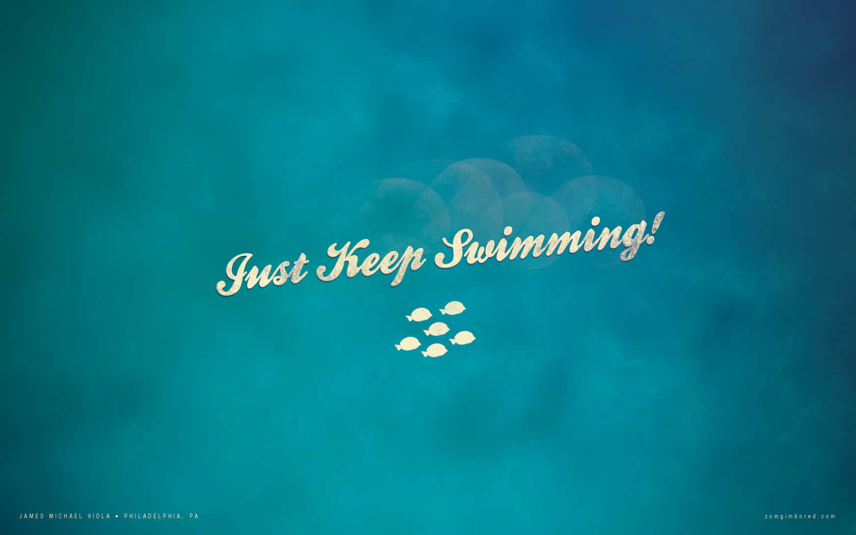 Just Keep Swimming!, glowing text, underwater scene, HD Desktop Wallpaper