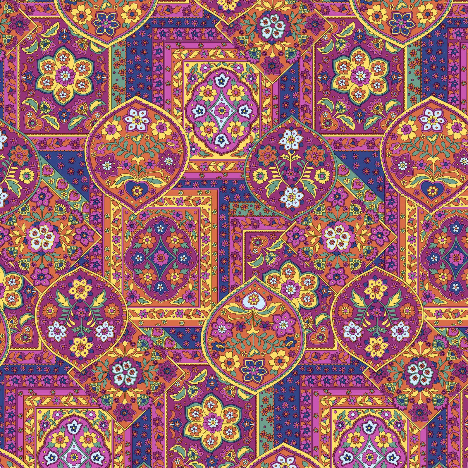 Textile Art, floral motifs, purple, HD Desktop Wallpaper