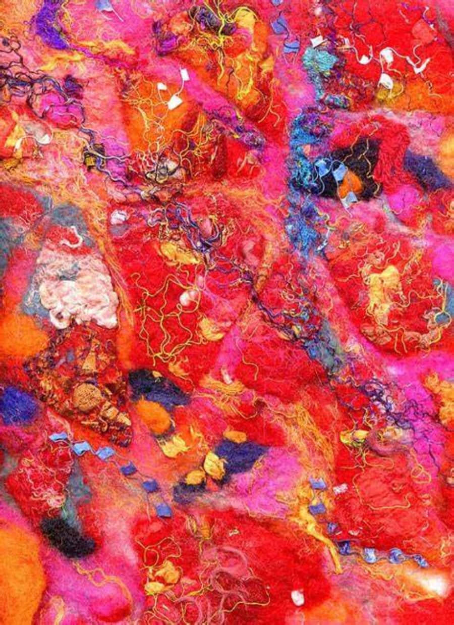 Textile Art, red, pink, SD Phone Wallpaper