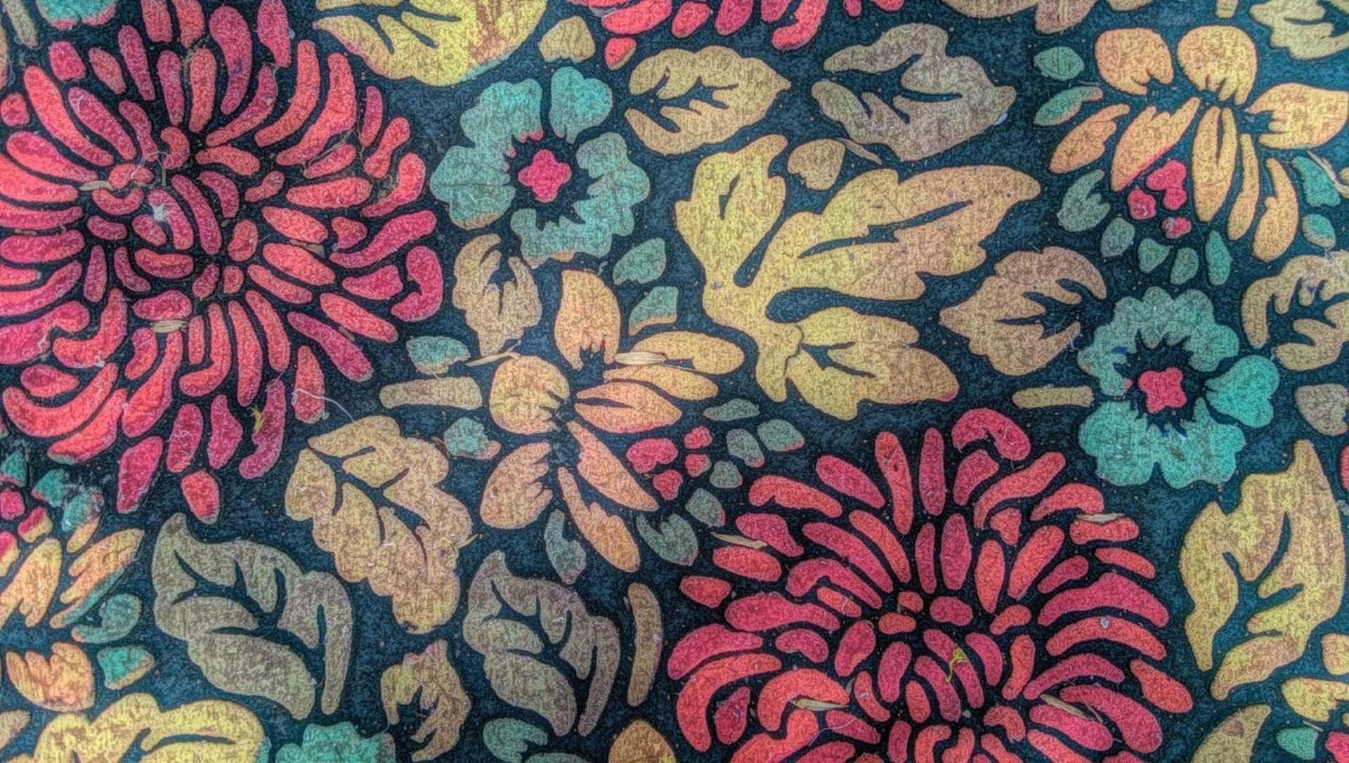 Textile Art, floral pattern, red, Full HD Desktop Wallpaper