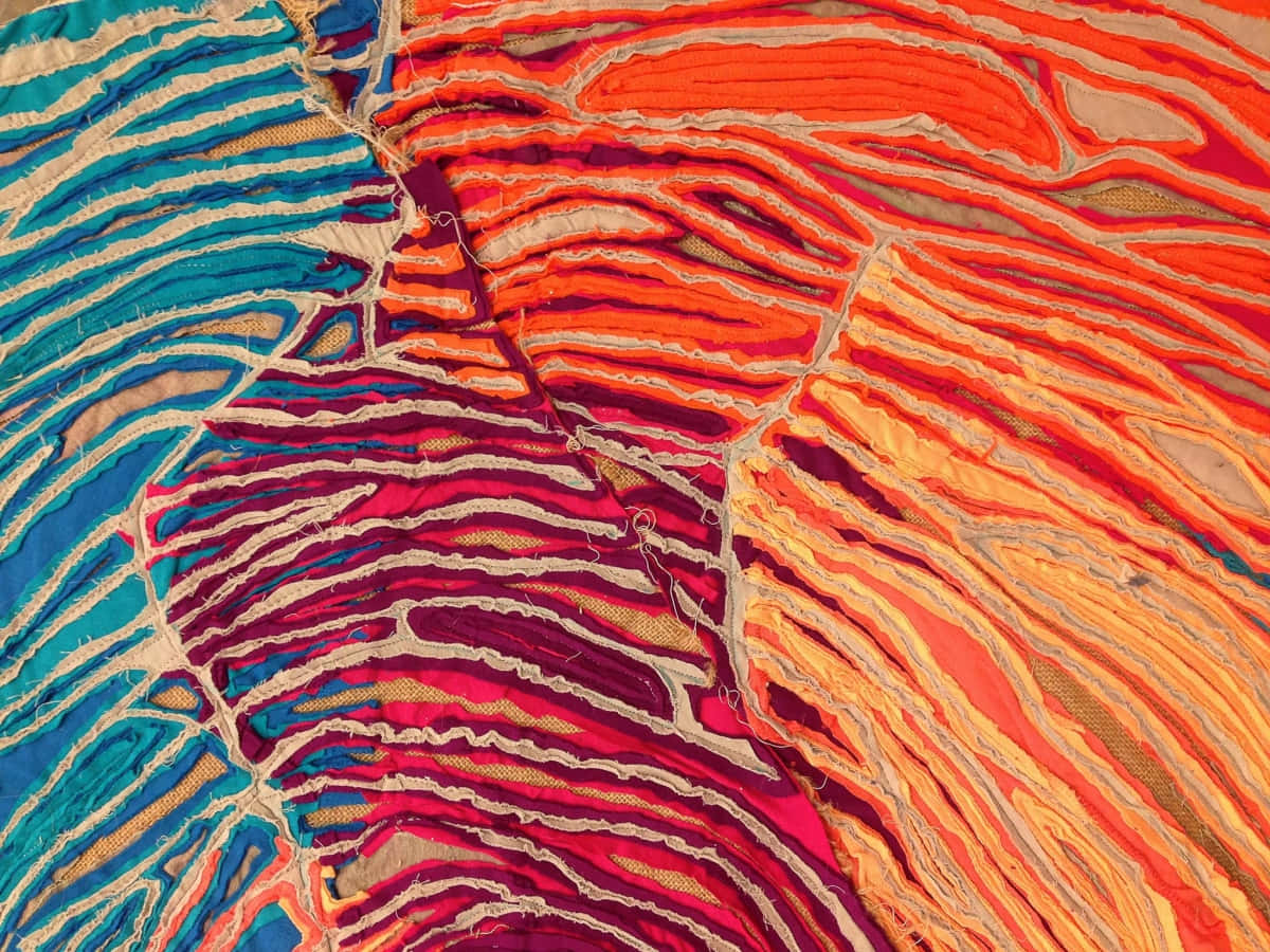 textile art, teal, red, SD Desktop Wallpaper