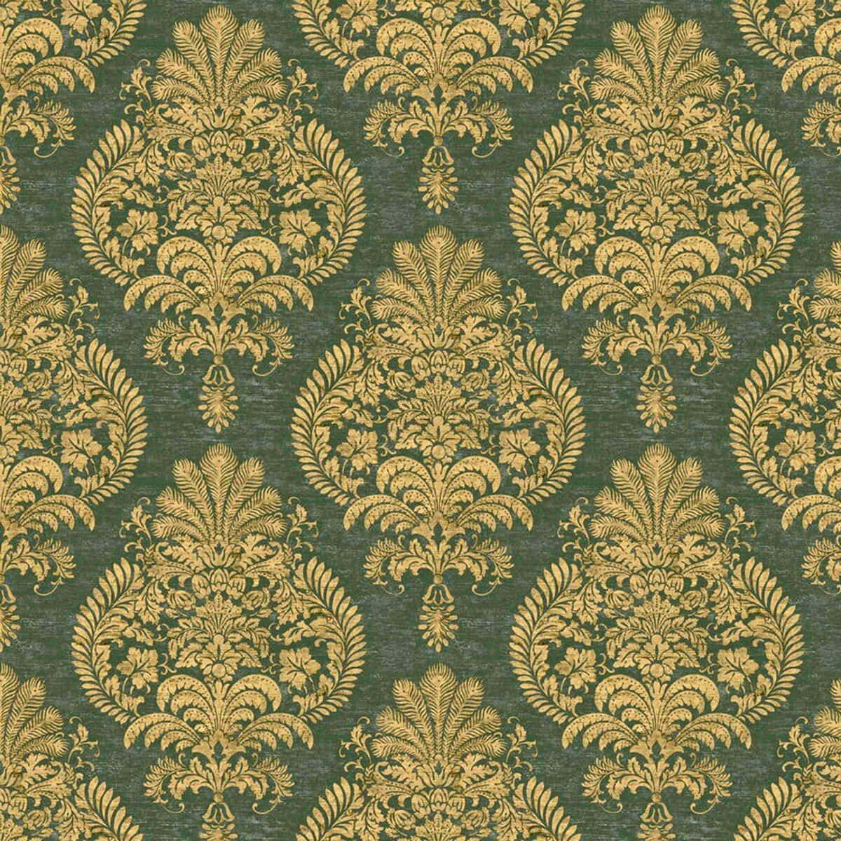 gold damask patterns, textured deep green wallpaper background, Textile Art, SD Desktop Wallpaper