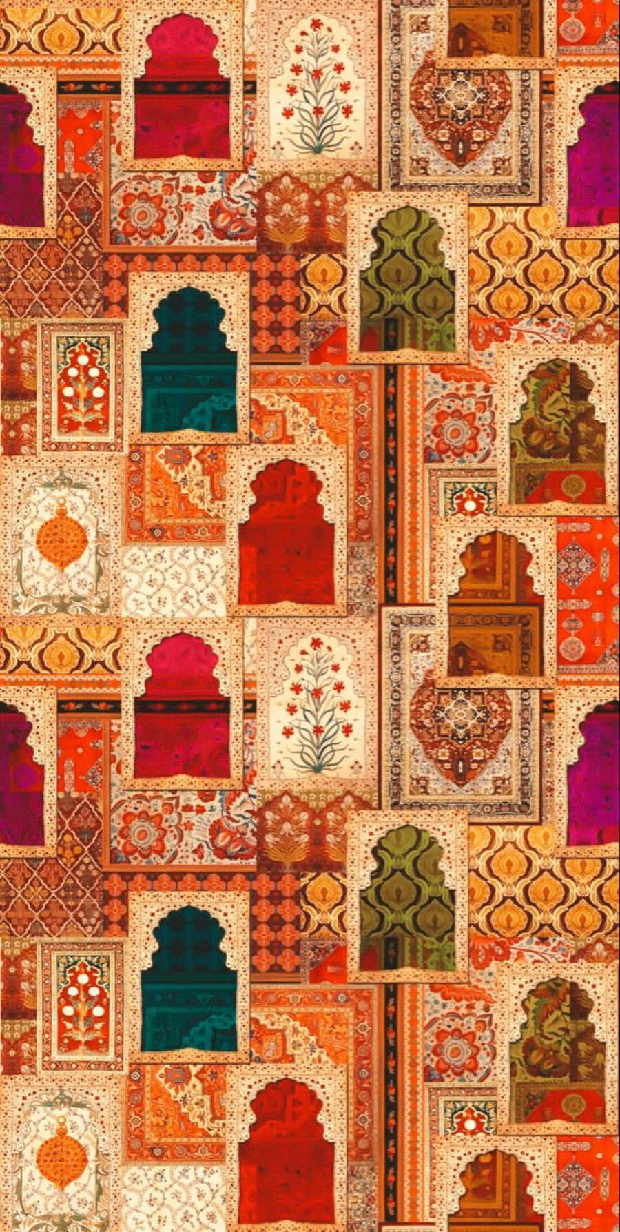 Islamic-inspired tiles, arches, rich reds, HD Phone Wallpaper