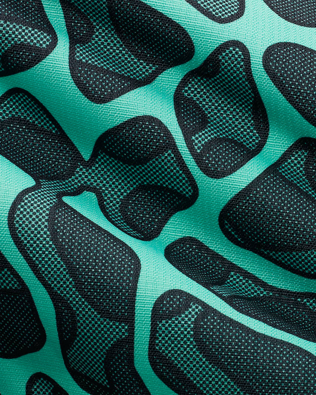 teal fabric, bold black leopard spots, textured mesh details, HD Phone Wallpaper