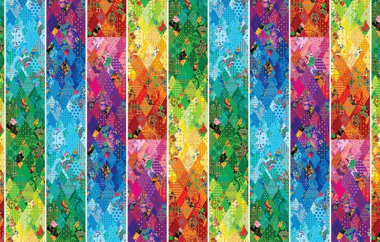 quilt, striped fabric, colorful geometric patterns, HD Desktop Wallpaper