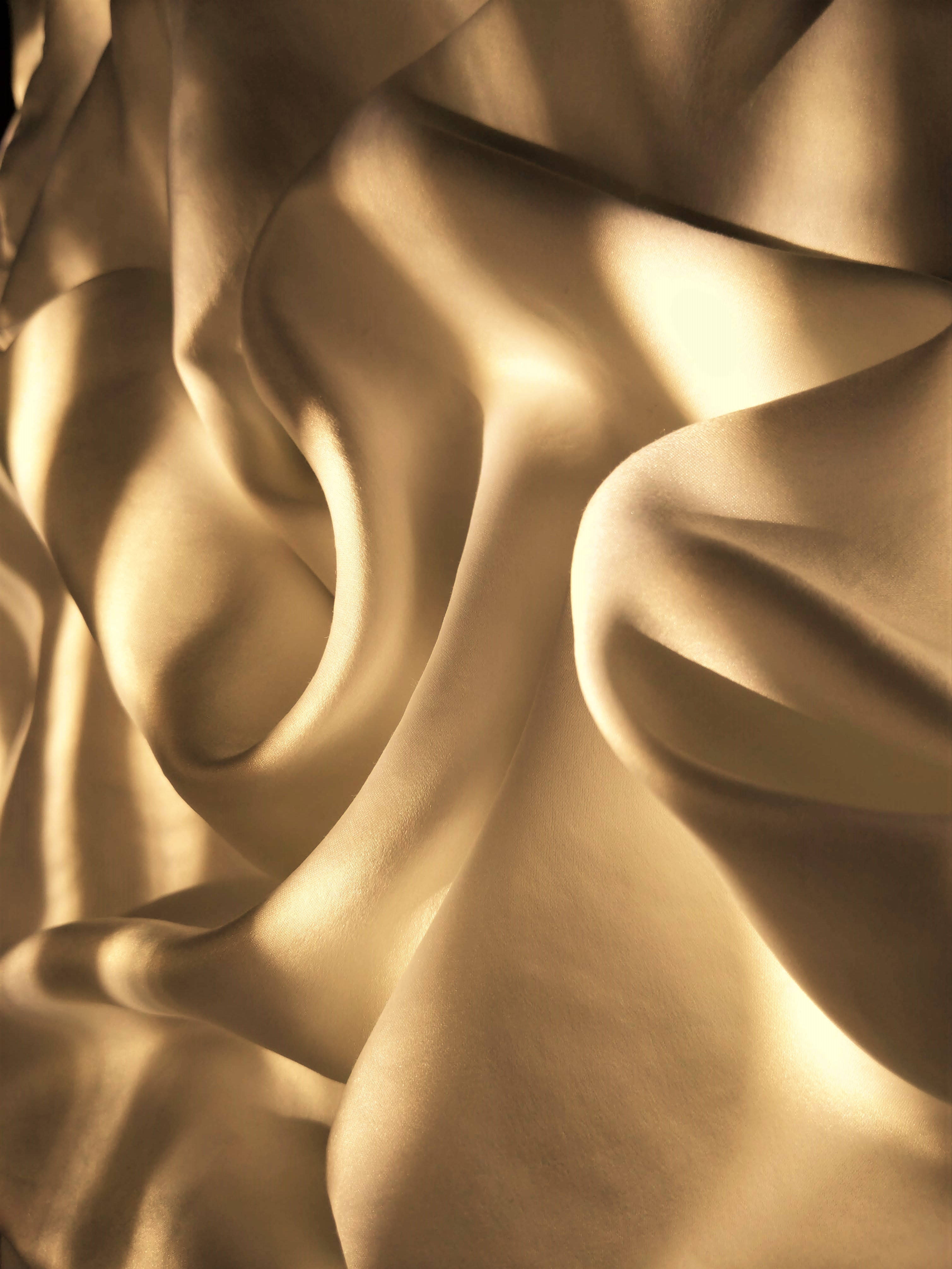 Sun-Kissed Brown Silk, golden silk fabric, warm light, 4K Phone Wallpaper
