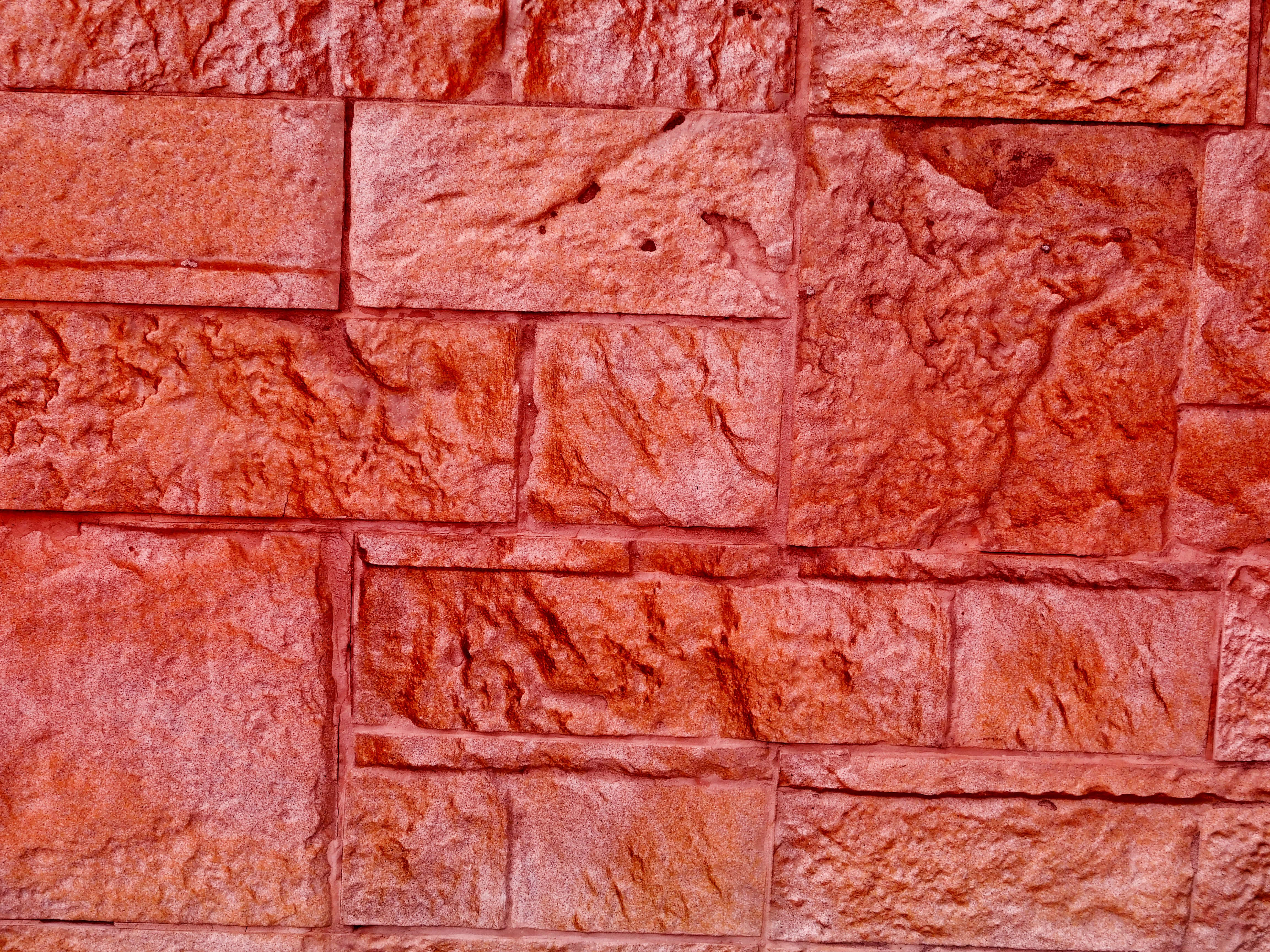 red stone, textured red stone bricks, staggered wall pattern, 4K Desktop Wallpaper