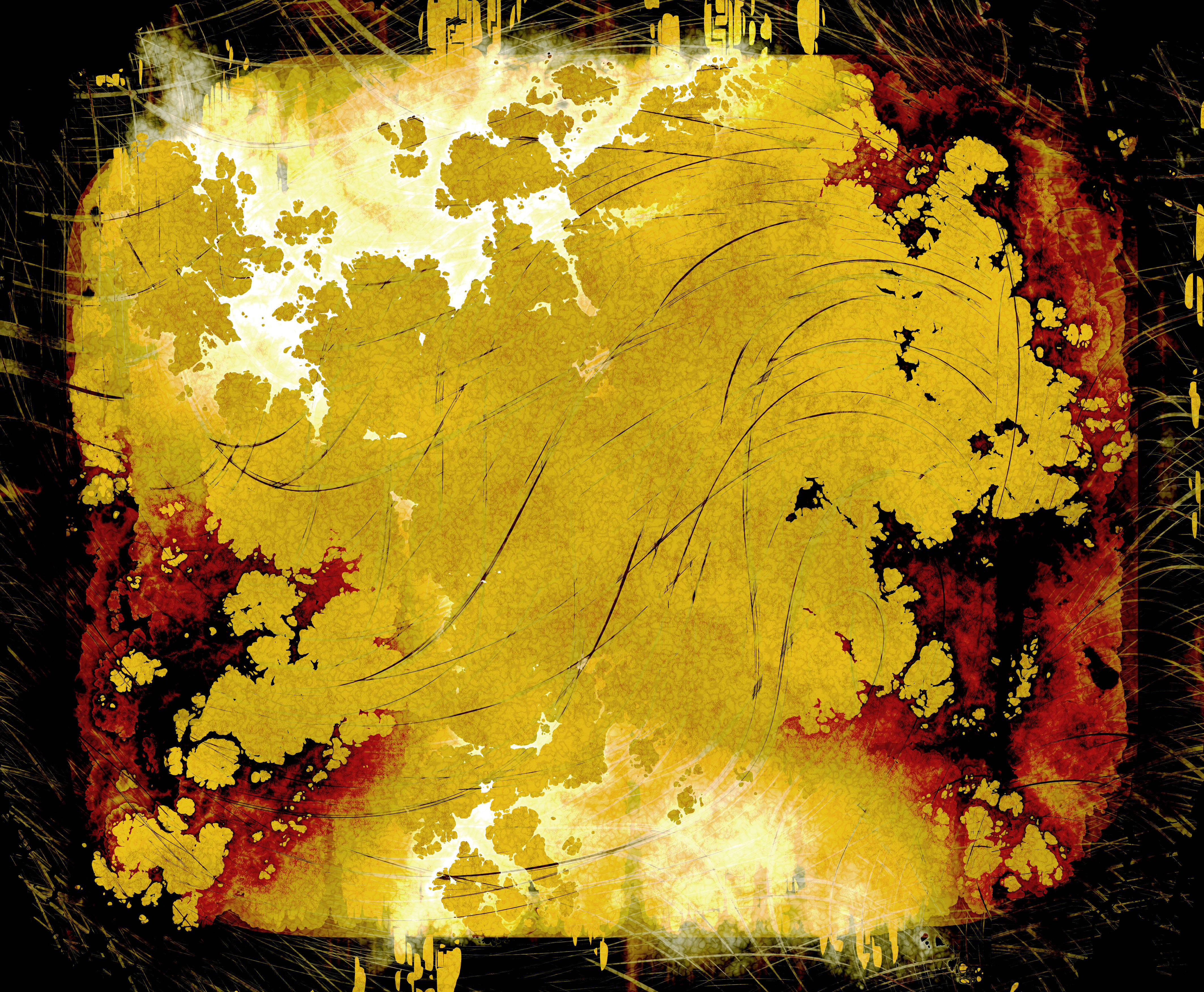 yellow burnt edges, grunge texture, distressed vintage frame, 4K Desktop Wallpaper