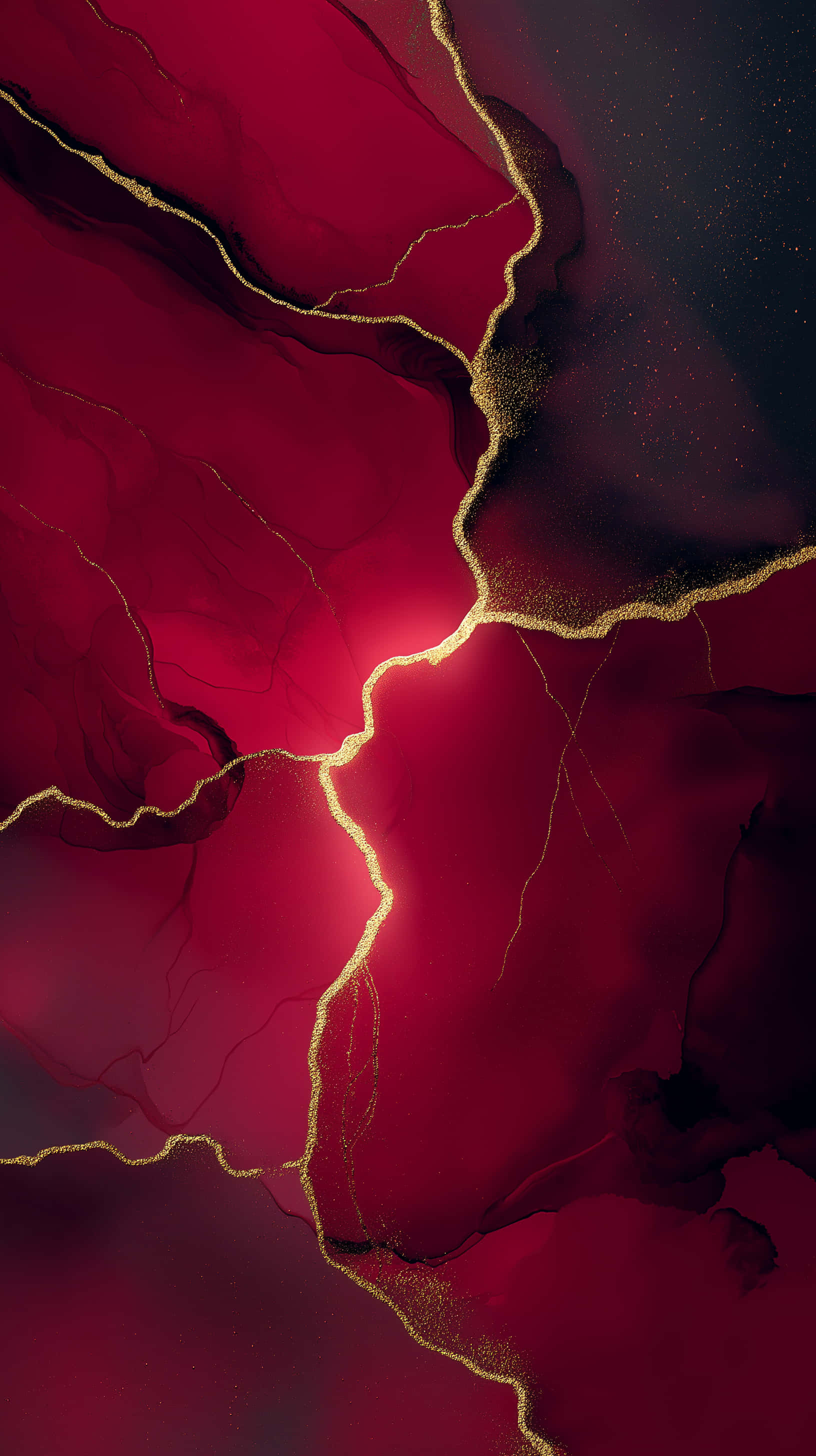 luminous golden crack, deep abstract flow, vibrant crimson, 2K Phone Wallpaper