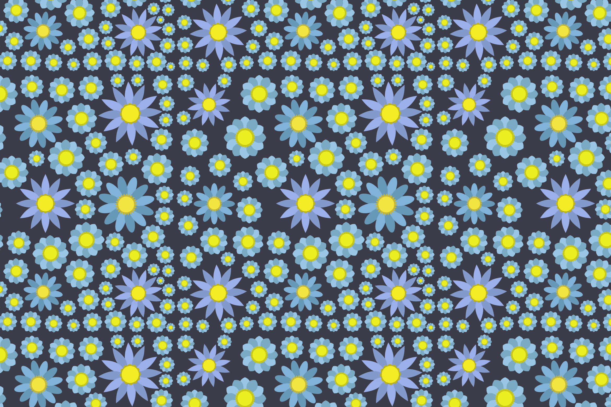 blue, yellow, daisies, Full HD Desktop Wallpaper