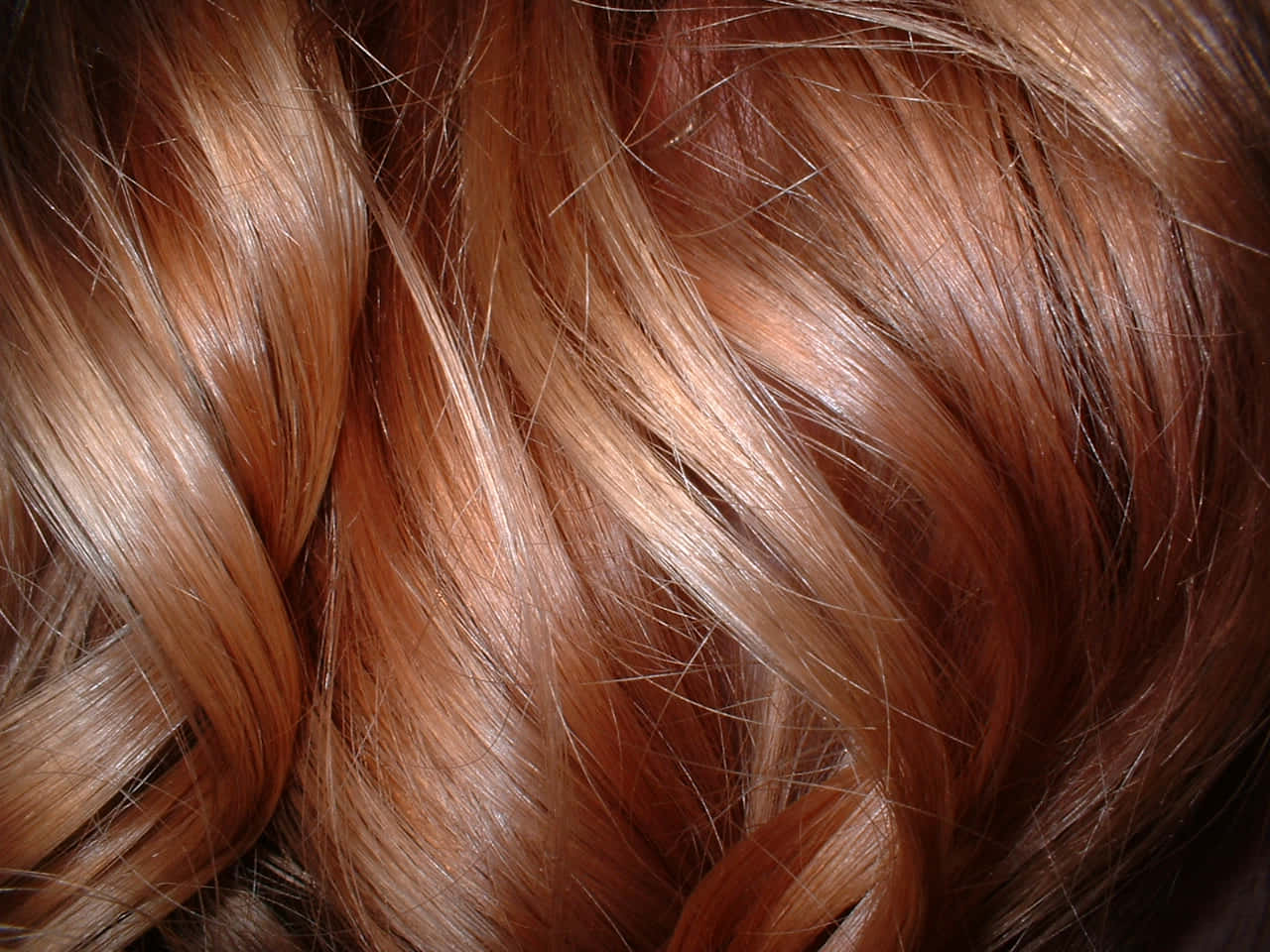 strawberry blonde hair, glossy copper-brown hair, soft waves, HD Desktop Wallpaper