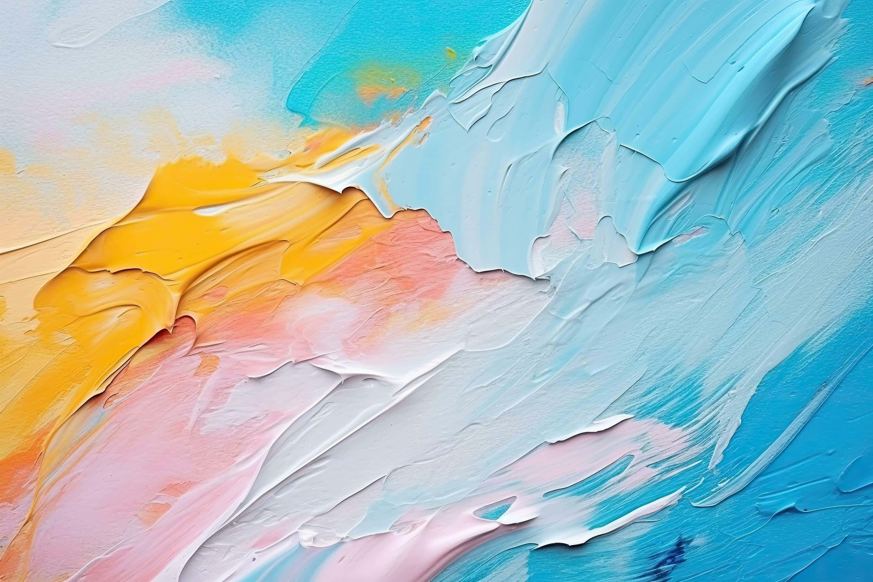 abstract textured paint swirls, blue, yellow, 2K Desktop Wallpaper