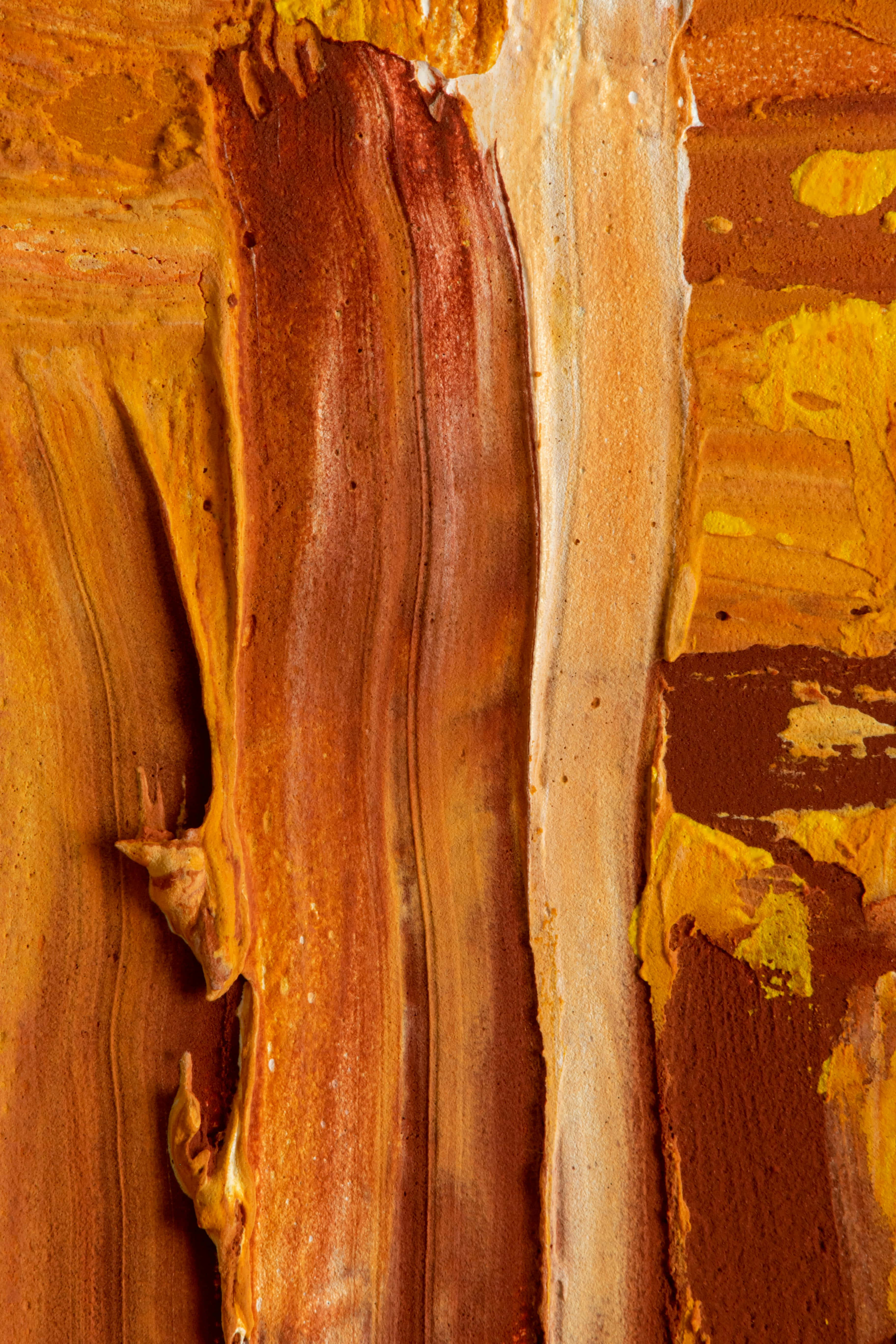 earthy textured paint strokes, vibrant orange, brown, 5K Phone Wallpaper