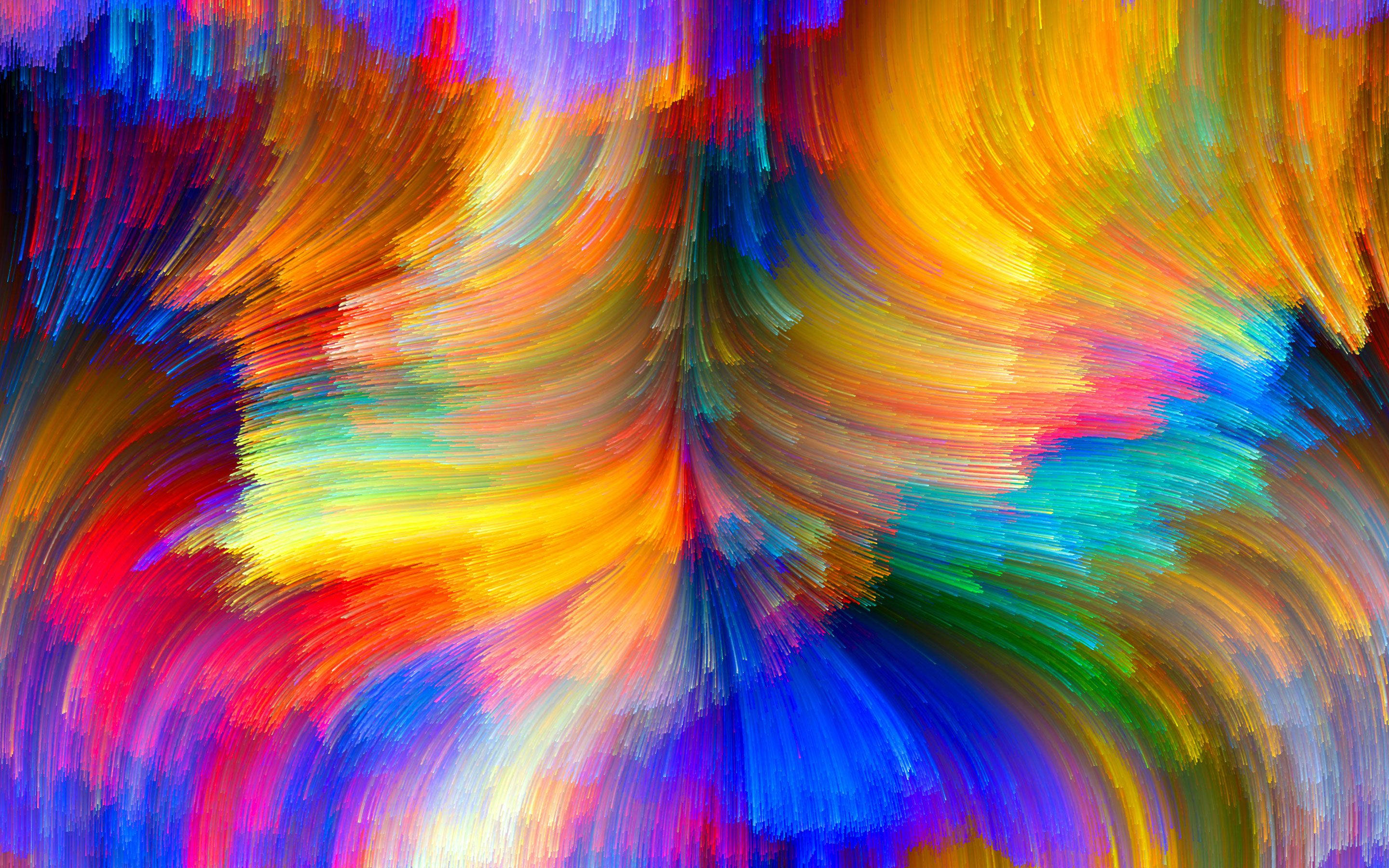 rainbow colors, abstract swirls, dynamic brushstroke patterns, 2K Desktop Wallpaper