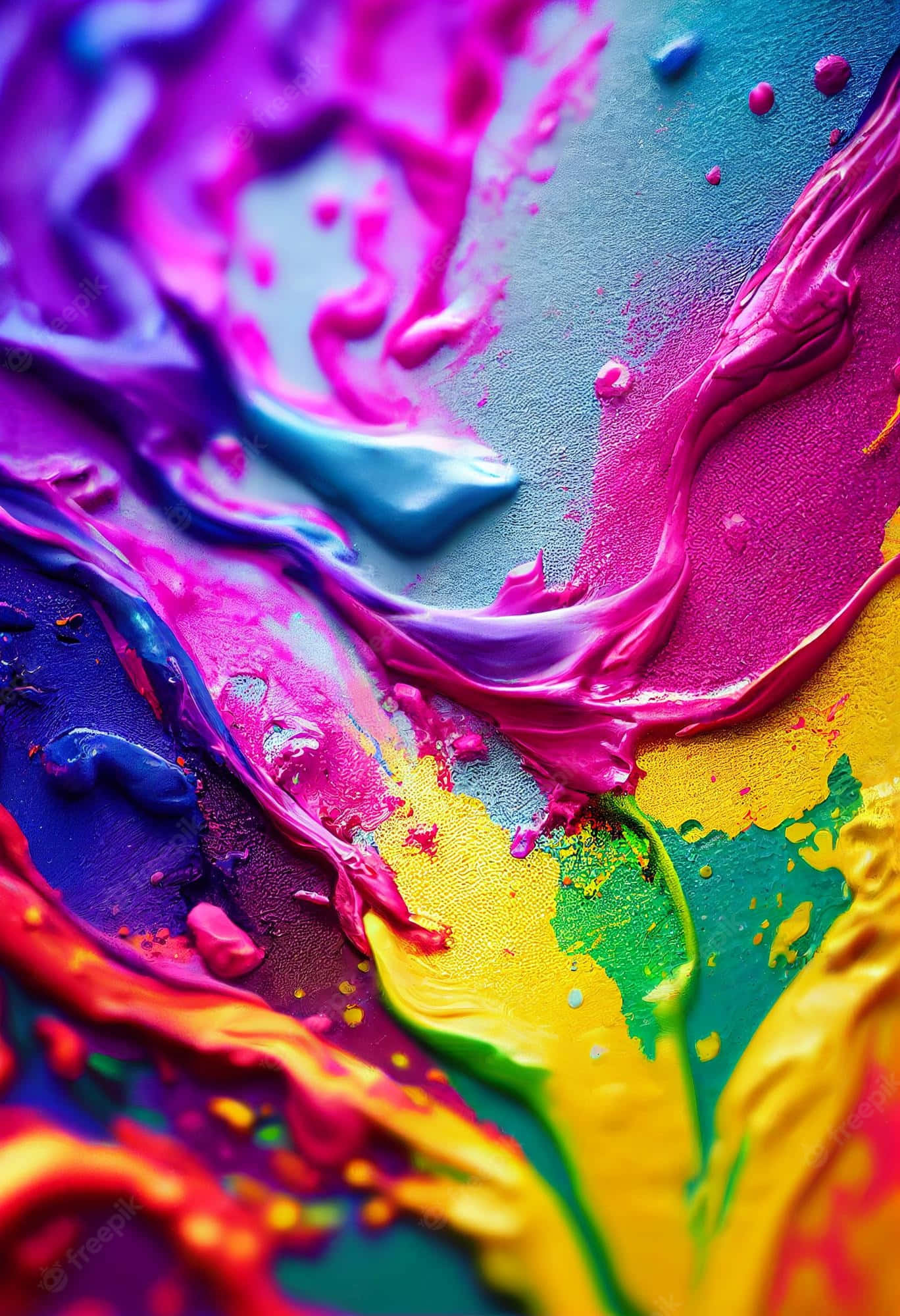 colorful paint, thick paint, electric hues, Full HD Phone Wallpaper