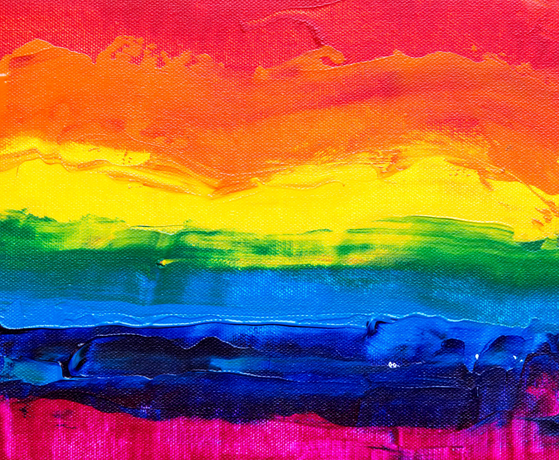 rainbow stripes, paint, textured canvas, Full HD Desktop Wallpaper