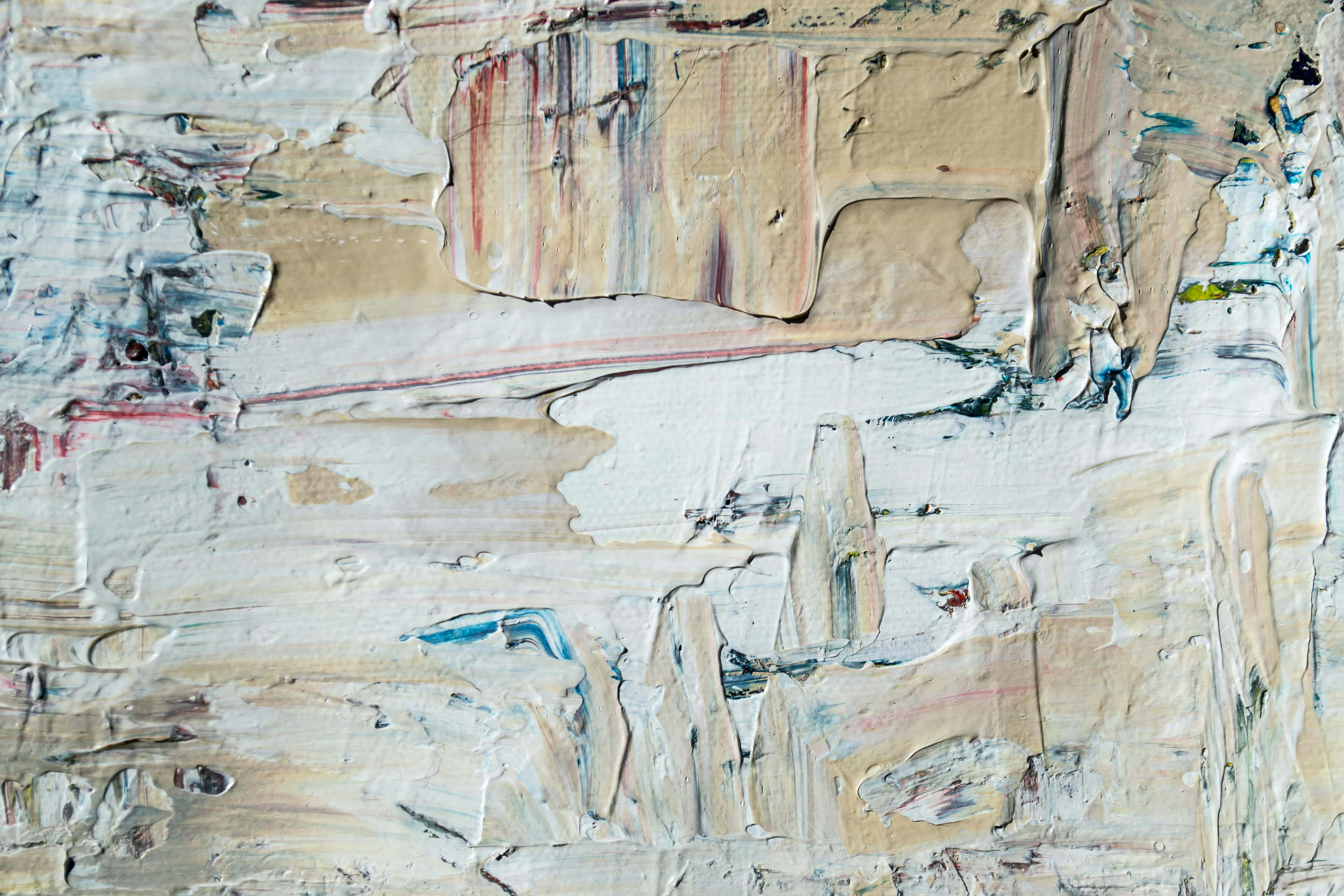 abstract textured paint artwork, beige, white, 4K Desktop Wallpaper