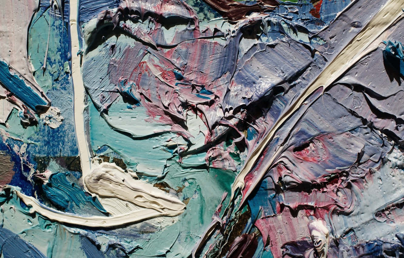 thickly textured oil paint, blues, purples, HD Desktop Wallpaper