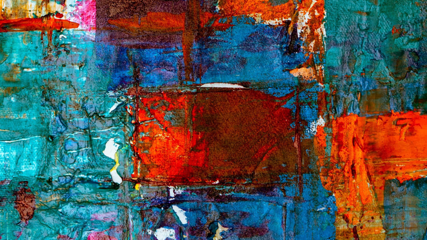 teal blue, fiery orange, deep red, HD Desktop Wallpaper